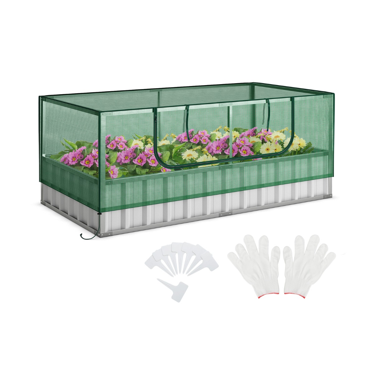 174 x 90 x 70 cm Galvanized Raised Garden Bed with Cover - Savings Store