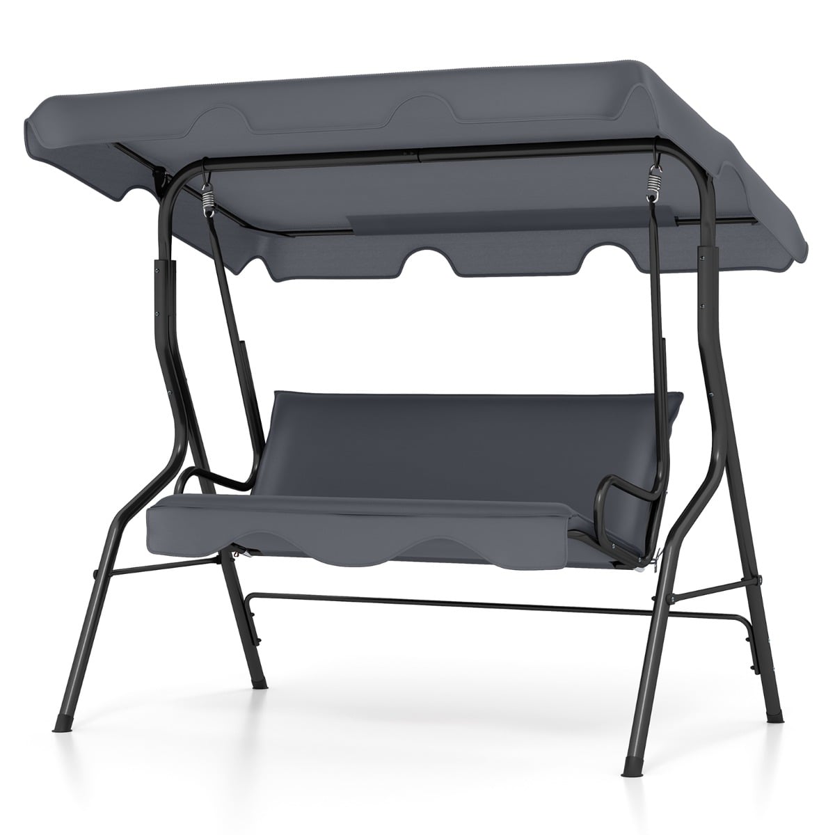 Garden Patio Metal Swing 3 Seater Lounger-Grey - Savings Store