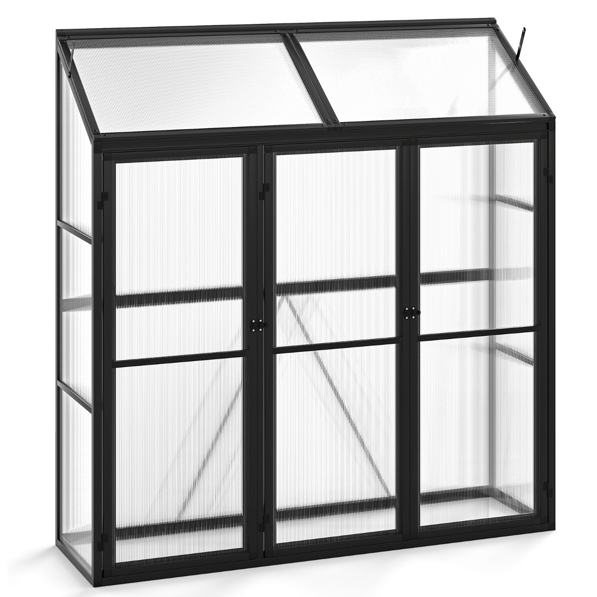 180 CM x 52 CM Greenhouse Walk-in Greenhouse with Lockable Doors-Black - Savings Store