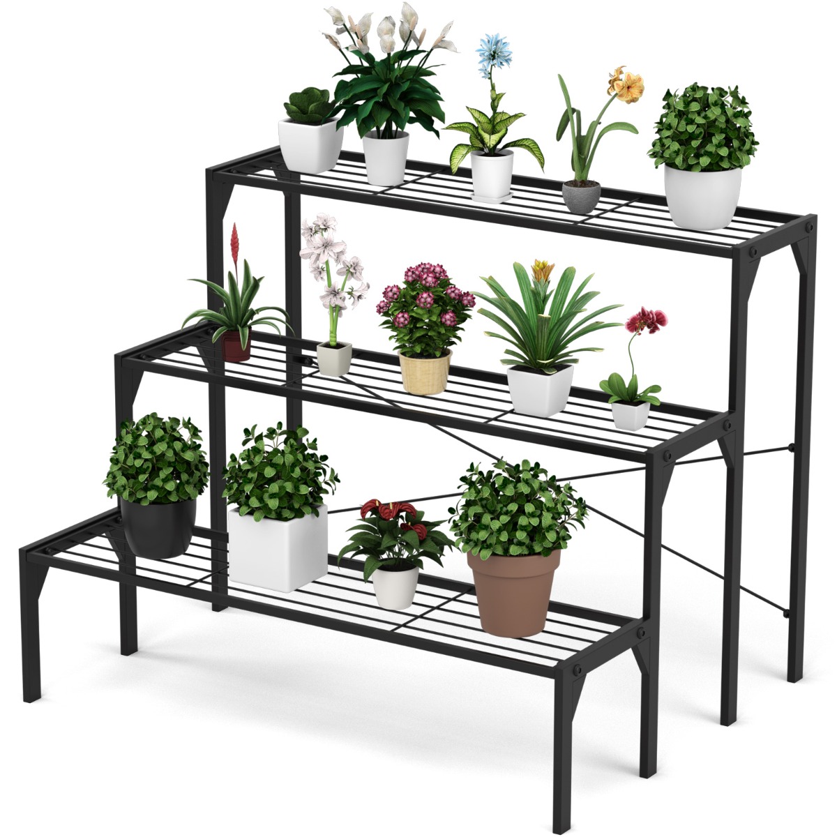 3 Tier Plant Stand with Heavy-Duty Steel Frame for Garden - Savings Store