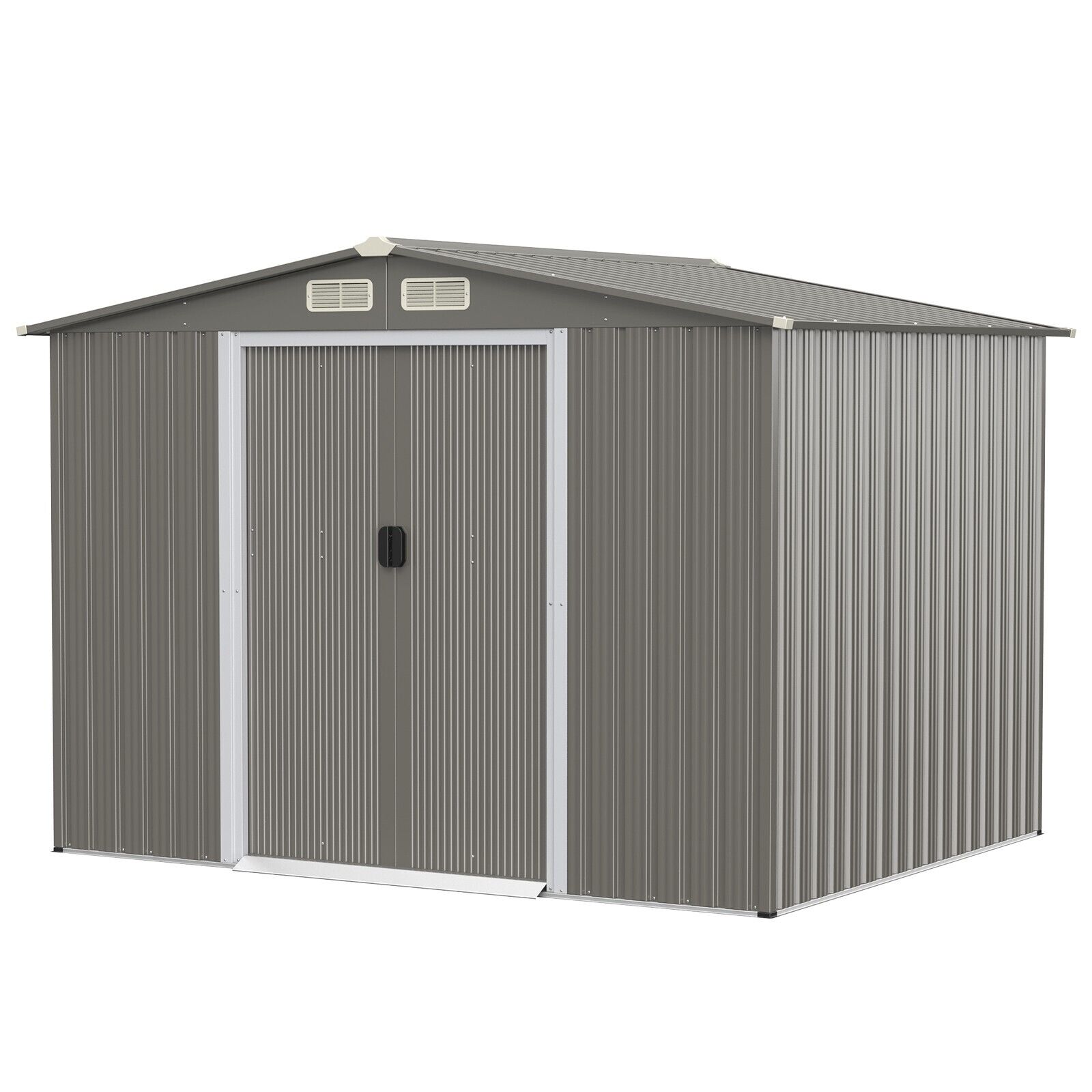 Garden Storage - Outdoor Storage Shed with Foundation for Garden Yard-Light Grey - Savings Store