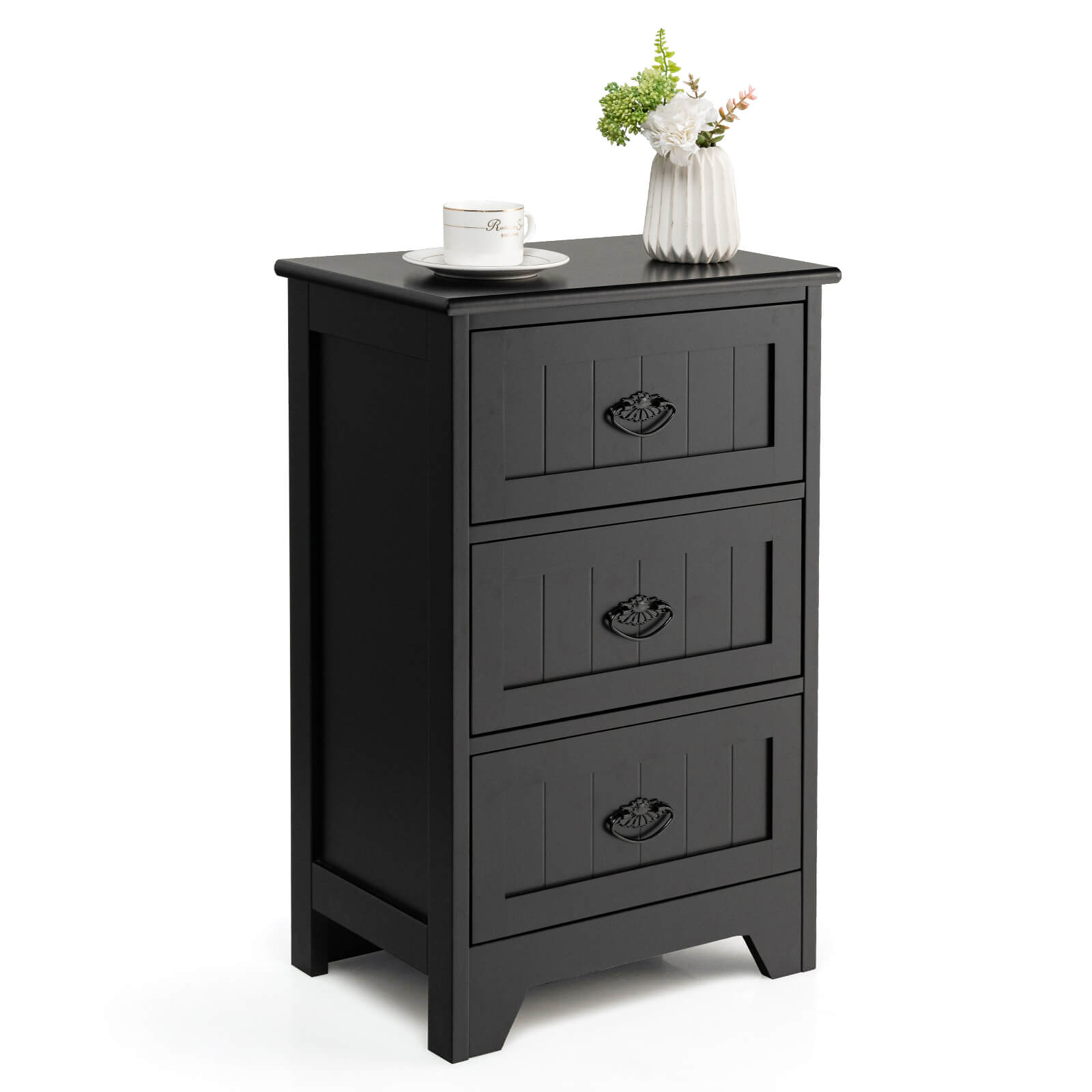 Bedside Table - CHARD Nightstand Black 30cm - Savings Store
