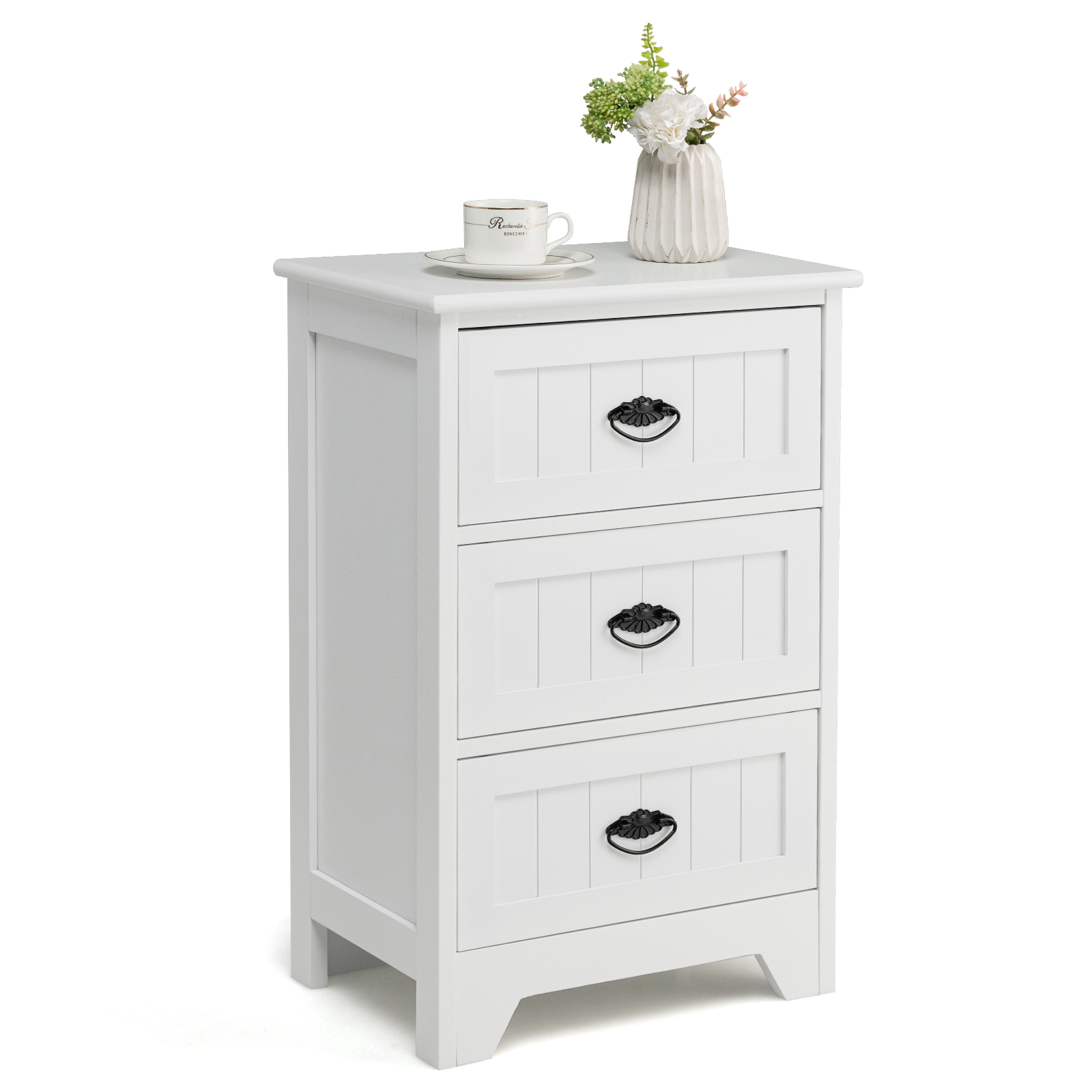 Bedside Table - CHARD Nightstand White 30cm - Savings Store