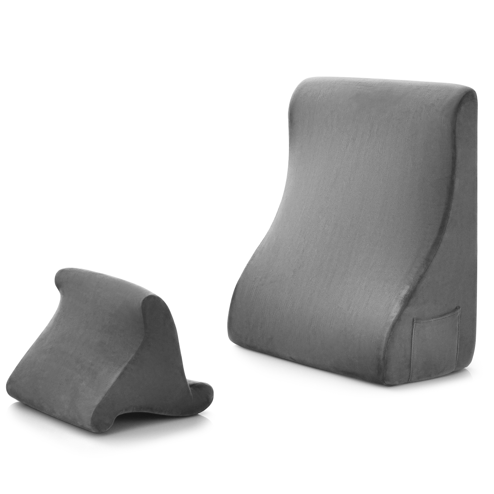 Wedge Pillow Set with Tablet Pillow Stand and SidePockets-Grey - Savings Store
