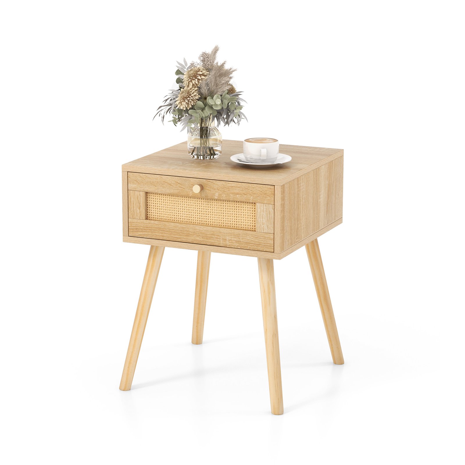 Bedside Table - MANCHESTER Nightstand Natural 40cm - Savings Store