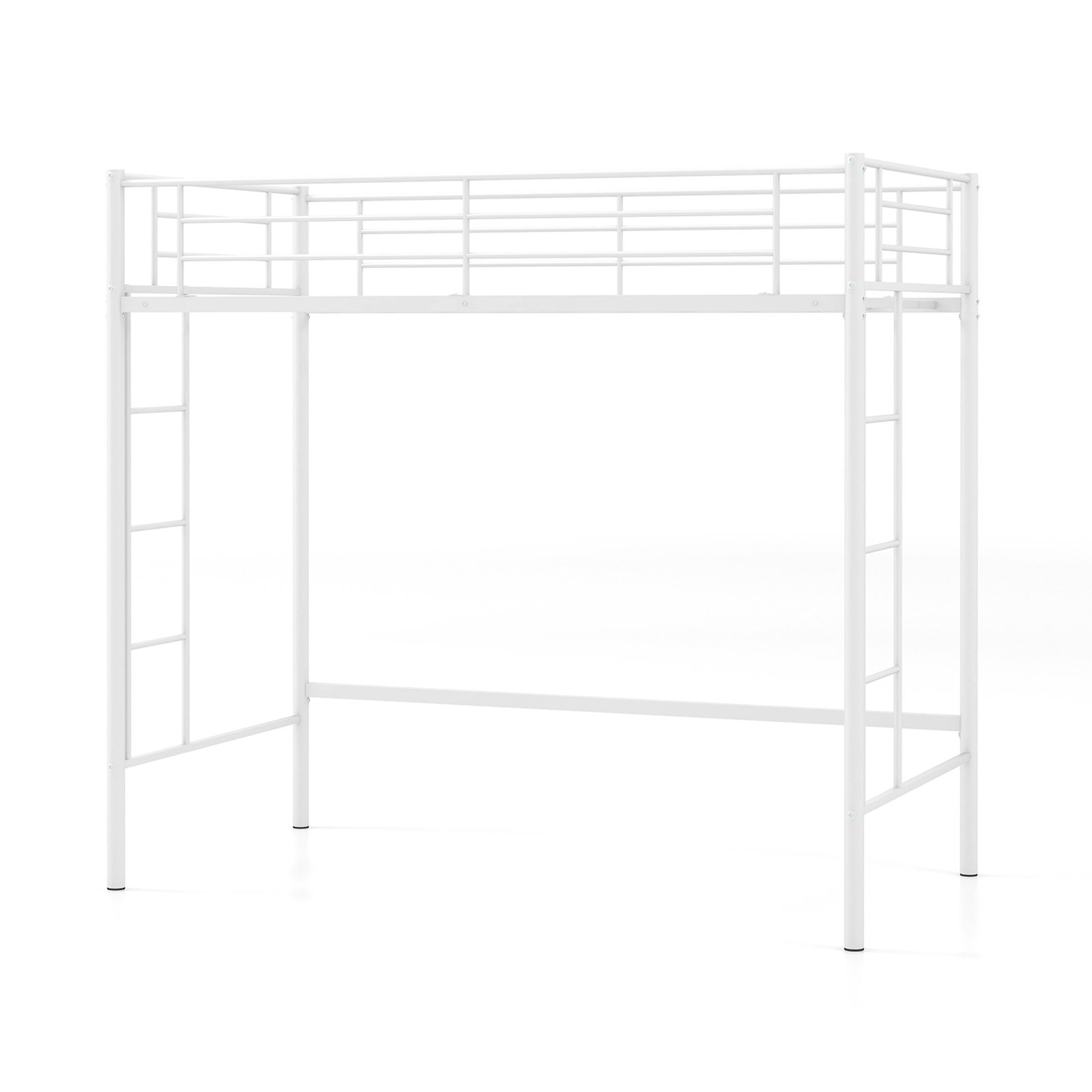 Bunk Bed - ELTIVO Metal Space-saving Loft Bedframe with Full-length Safety Guardrail - White - Savings Store