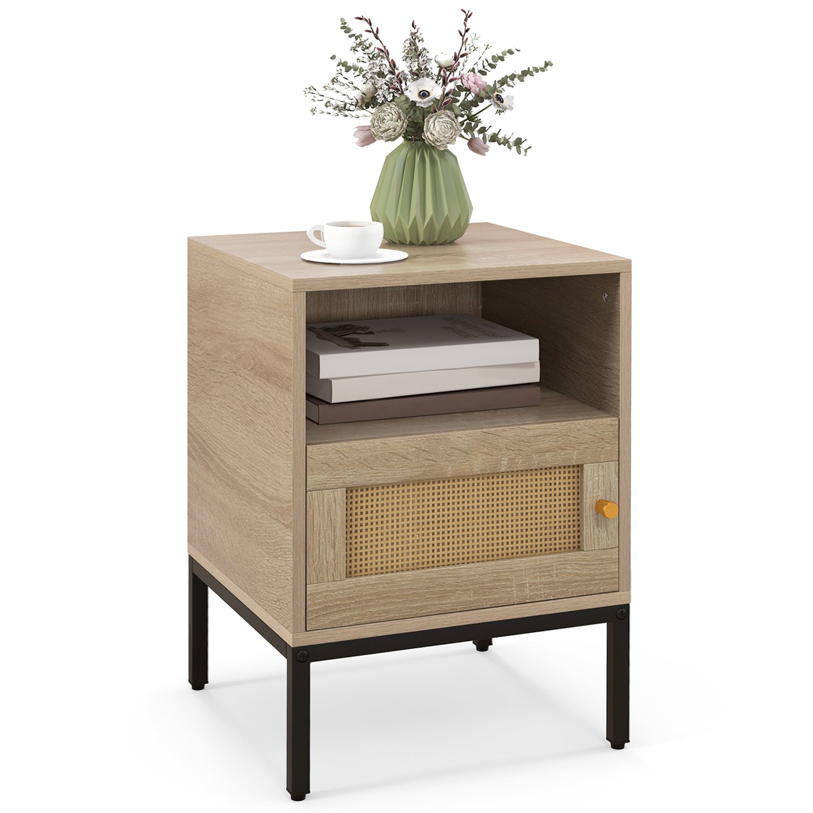 Bedside Table - CARDIFF Nightstand Natural 40cm - Savings Store