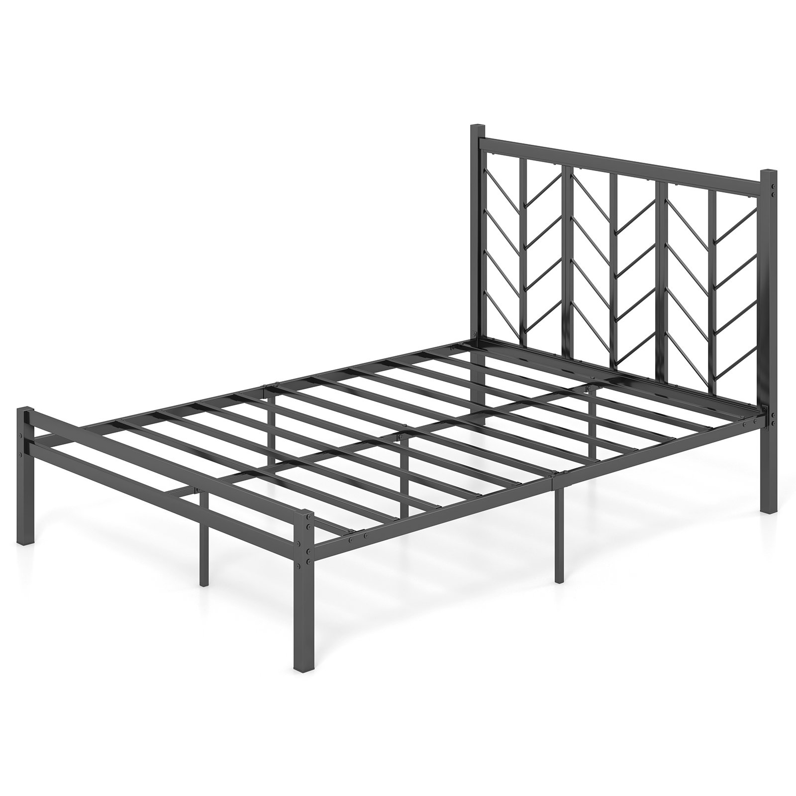 Double Bed - PENSACOLA 4ft6 Metal Bed with Branch shaped Headboard Black - Savings Store