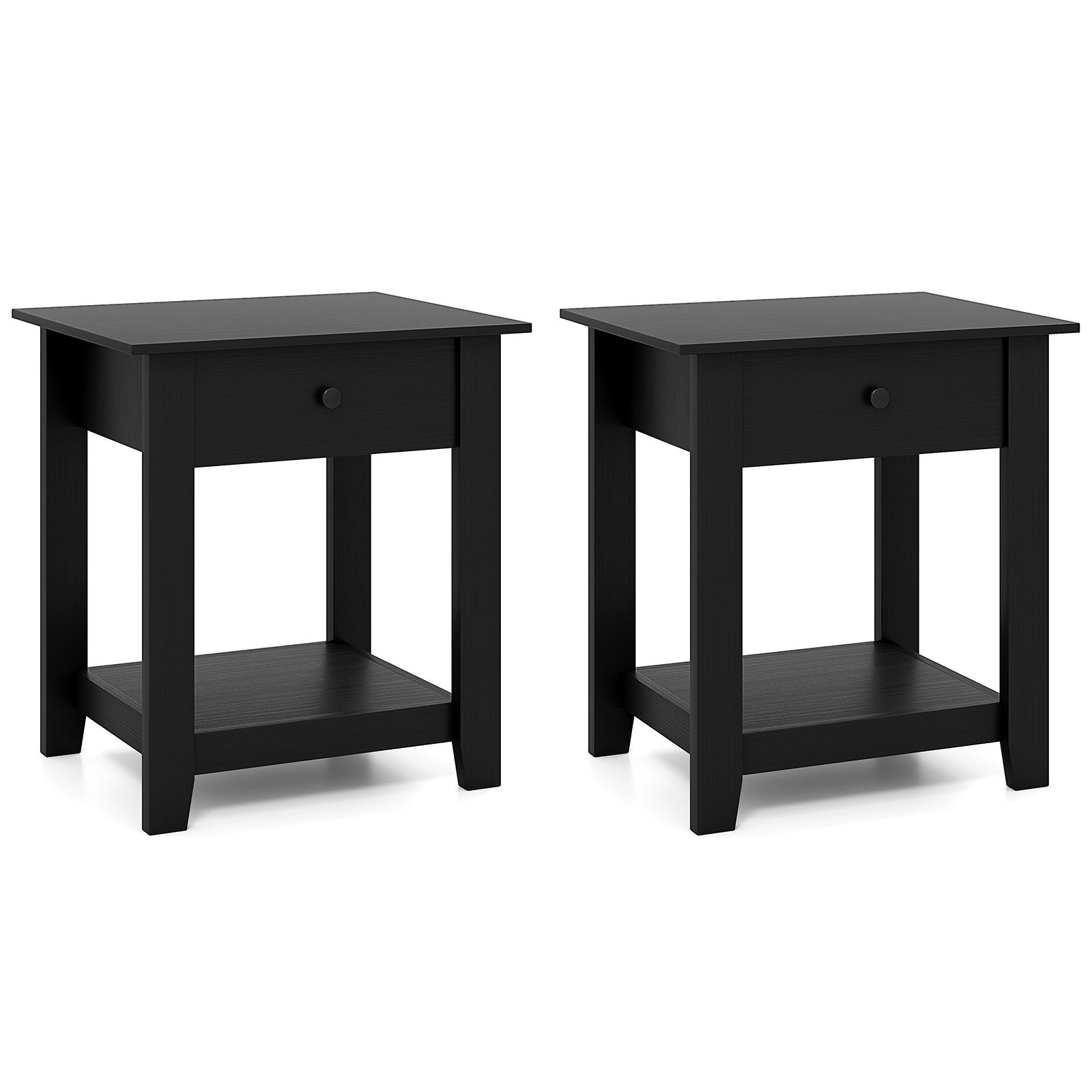 NEMOON Set of 2 Nightstand with Drawer 3-Tier Modern Bedside Table-Black - Savings Store
