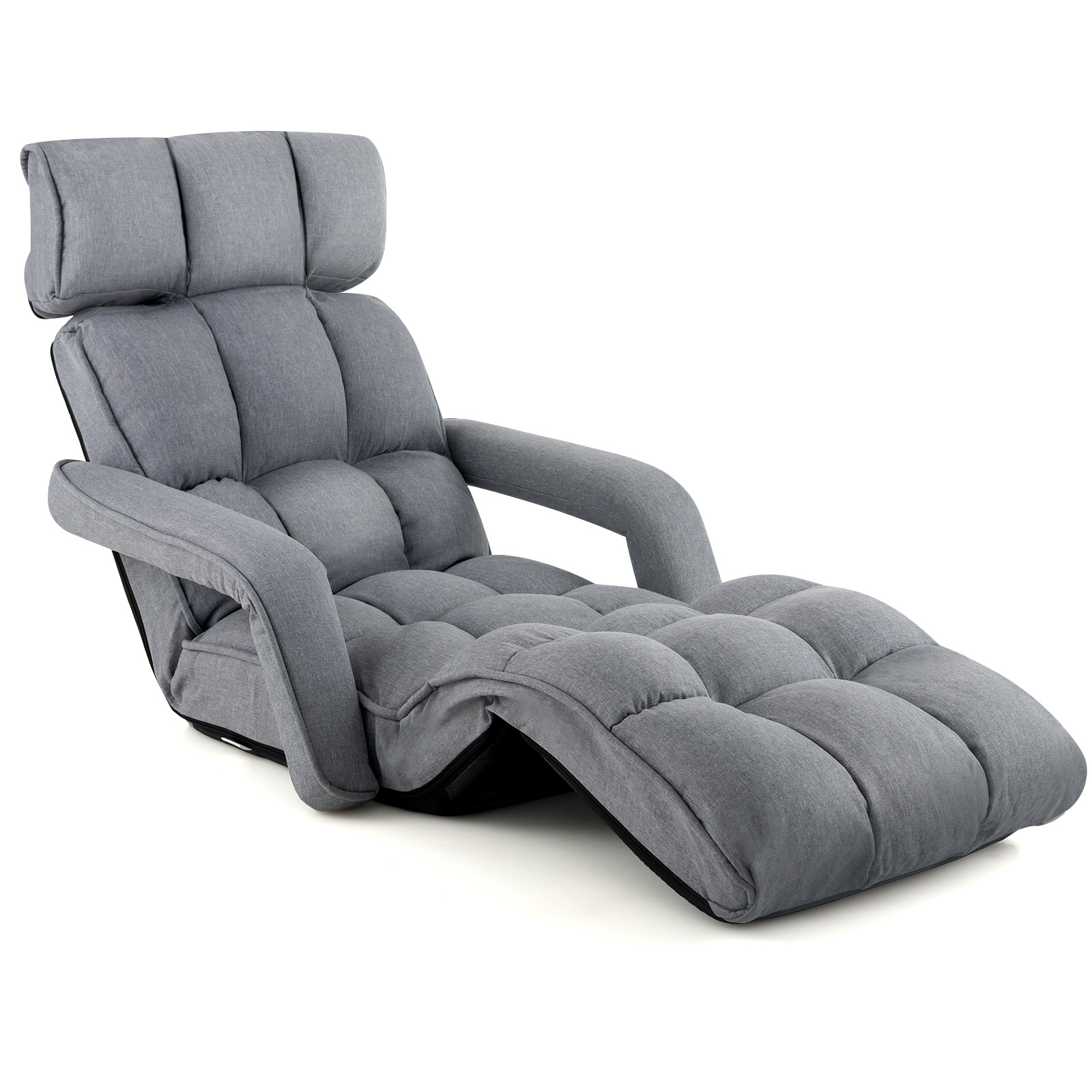 Folding Sofa Bed with 6 Adjustable Positions and 8-Angle Footrest-Grey - Savings Store