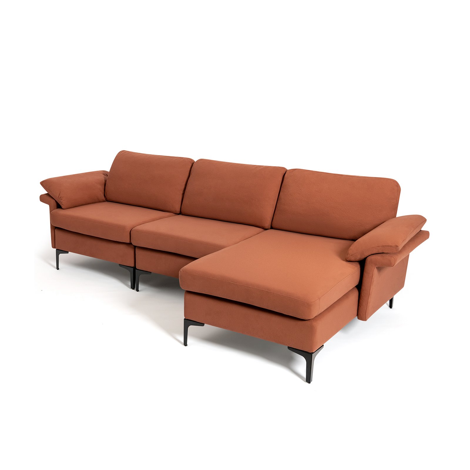 2 Seater Sofa - L-shaped 3-Seat Upholstered Sectional Sofa-Red - Savings Store