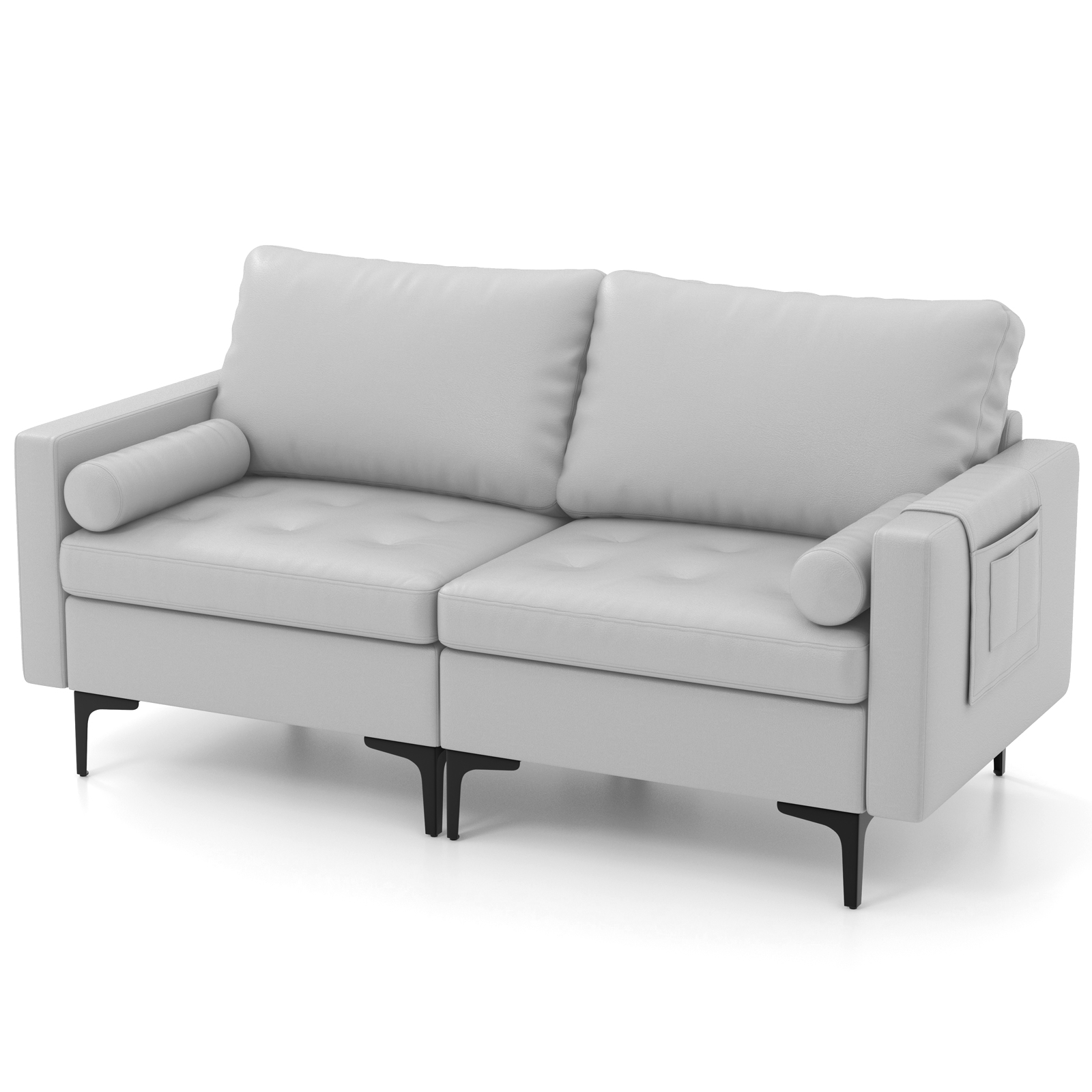 Modular Sectional Sofa Couch with 4 USB Ports, 2 Removable Bolsters-Light Grey - Savings Store