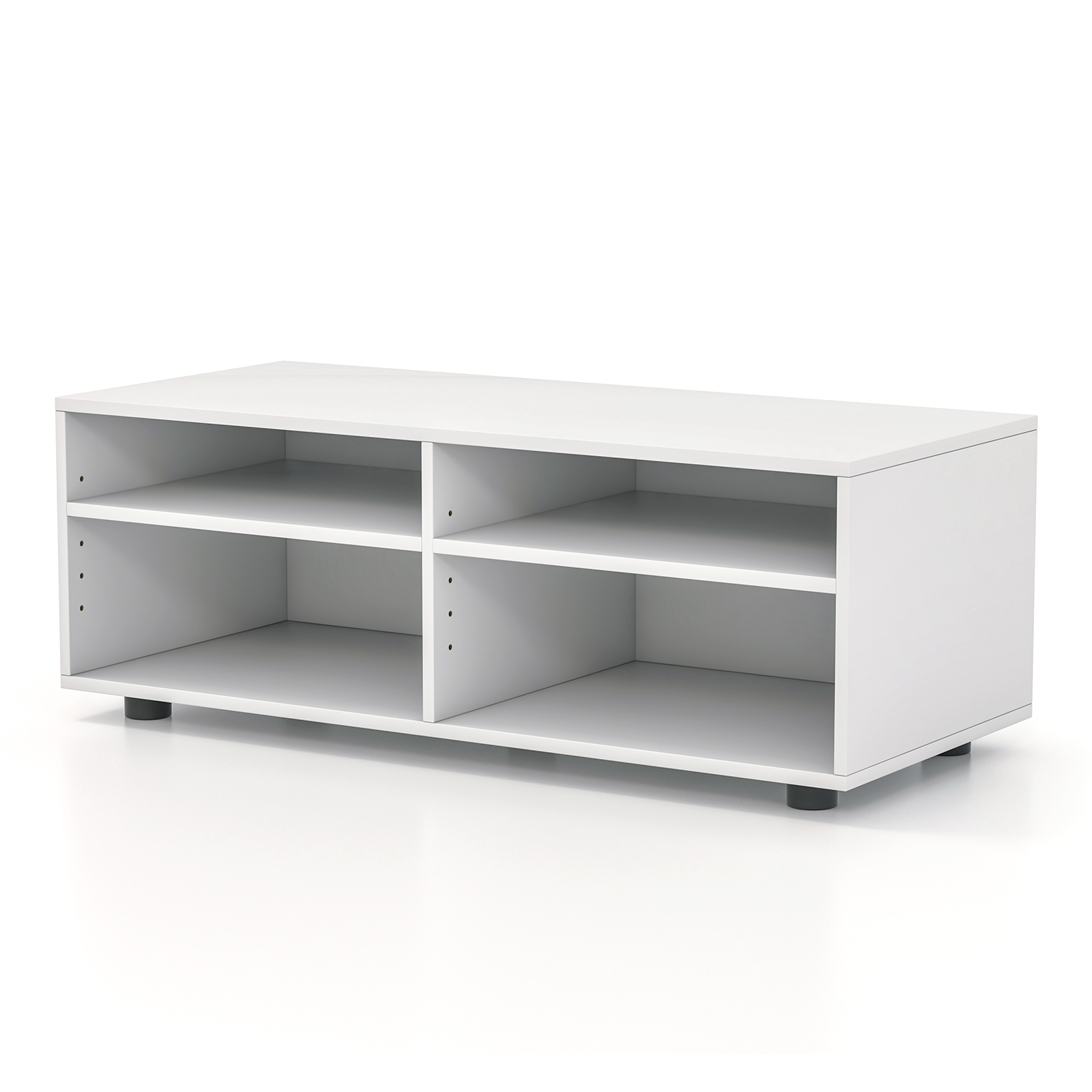 Home TV Stand with 5 Positions Adjustable Shelves for TV up to 4 Cubbies-White - Savings Store