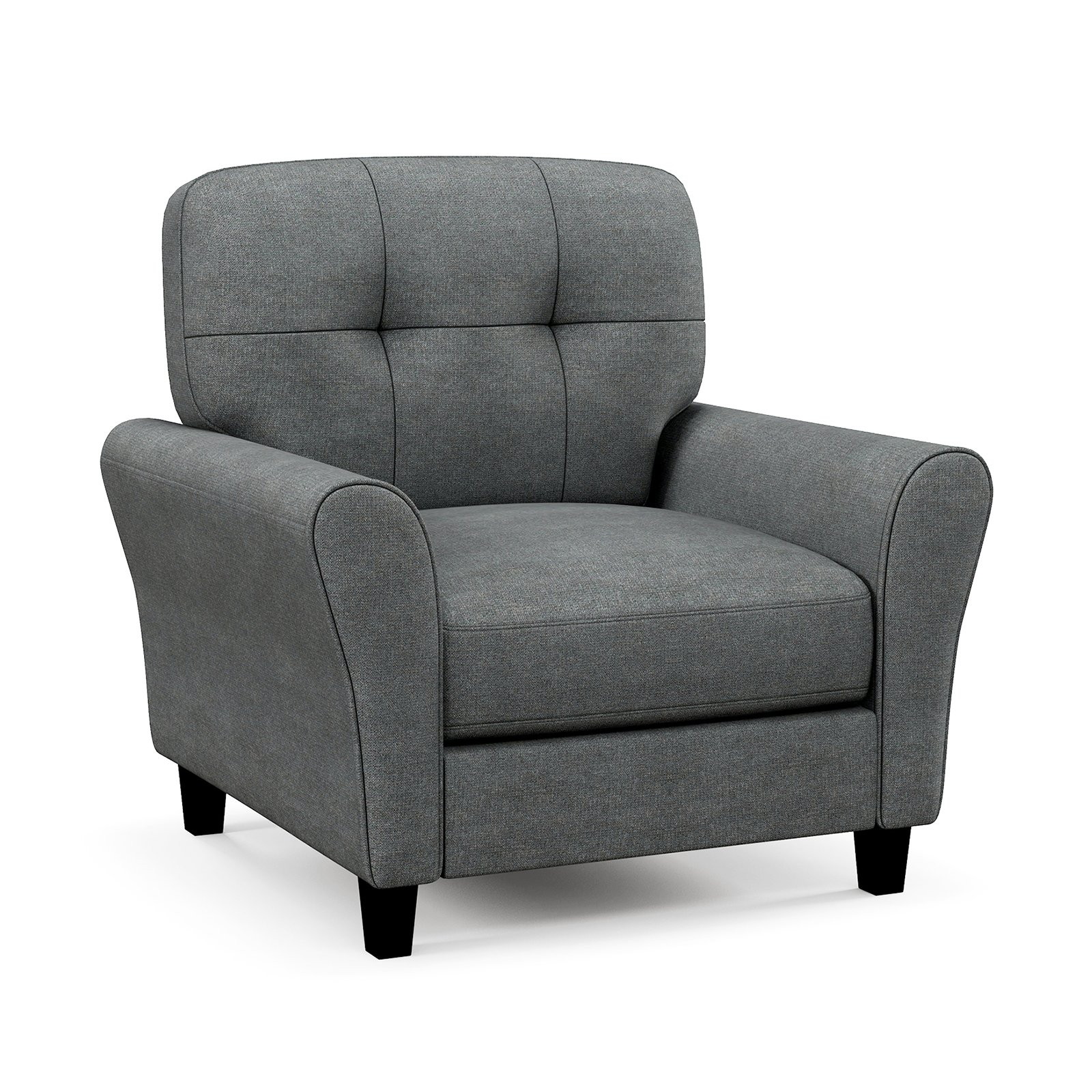 Armchair - Tufted Upholstered Accent Chair with Non-slip Foot Pads-Grey - Savings Store