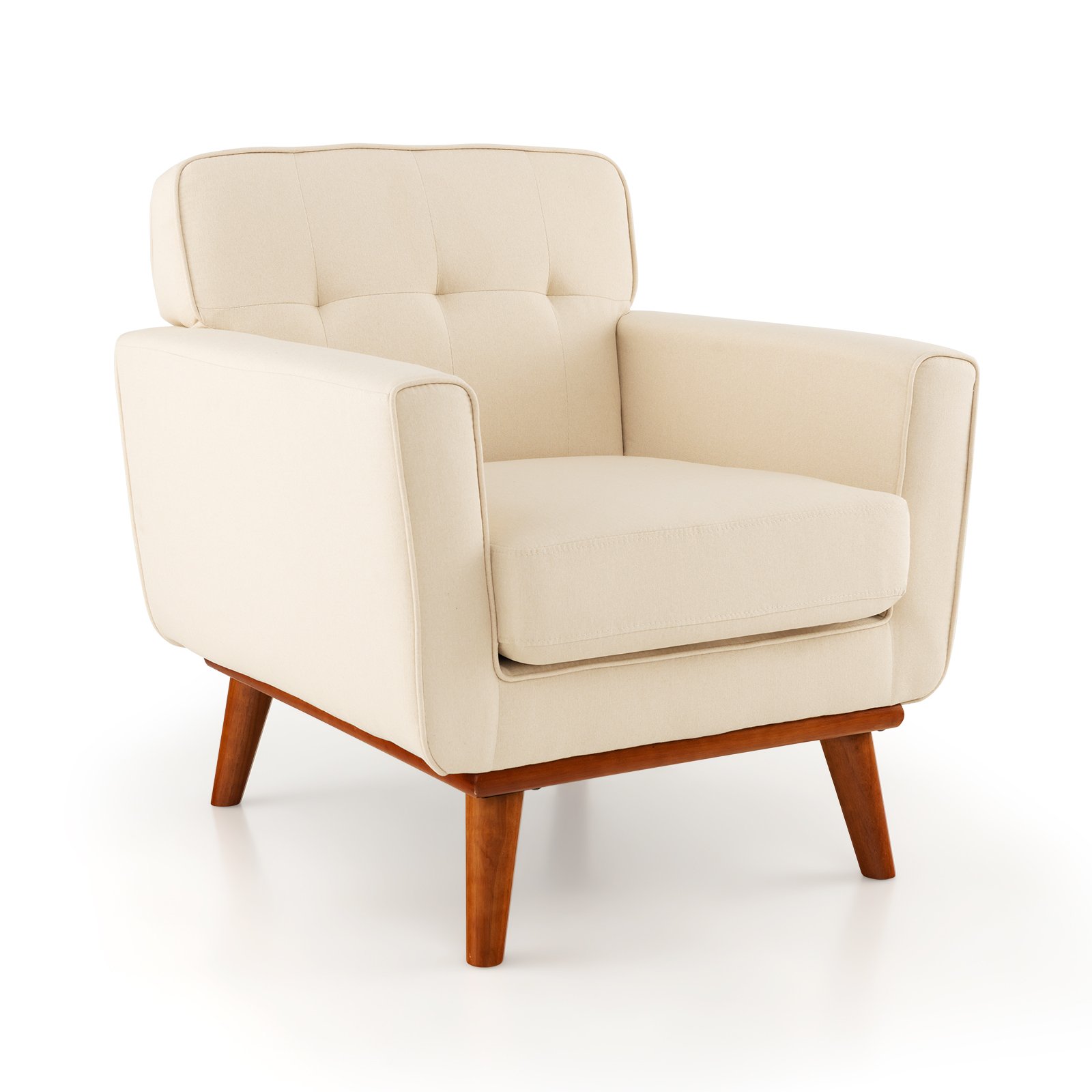 Armchair - Modern Accent Armchair with Removable Padded Seat Cushion-Beige - Savings Store