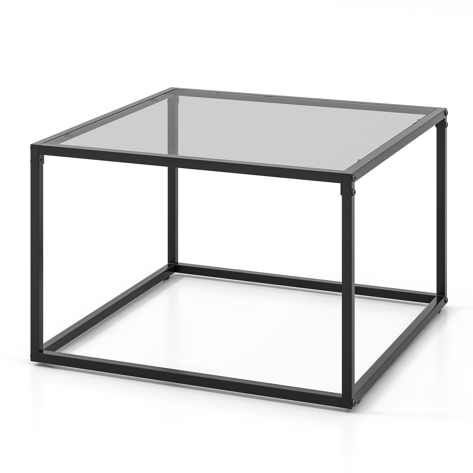 70 CM Modern Square Coffee Table with Metal Frame-Grey - Savings Store