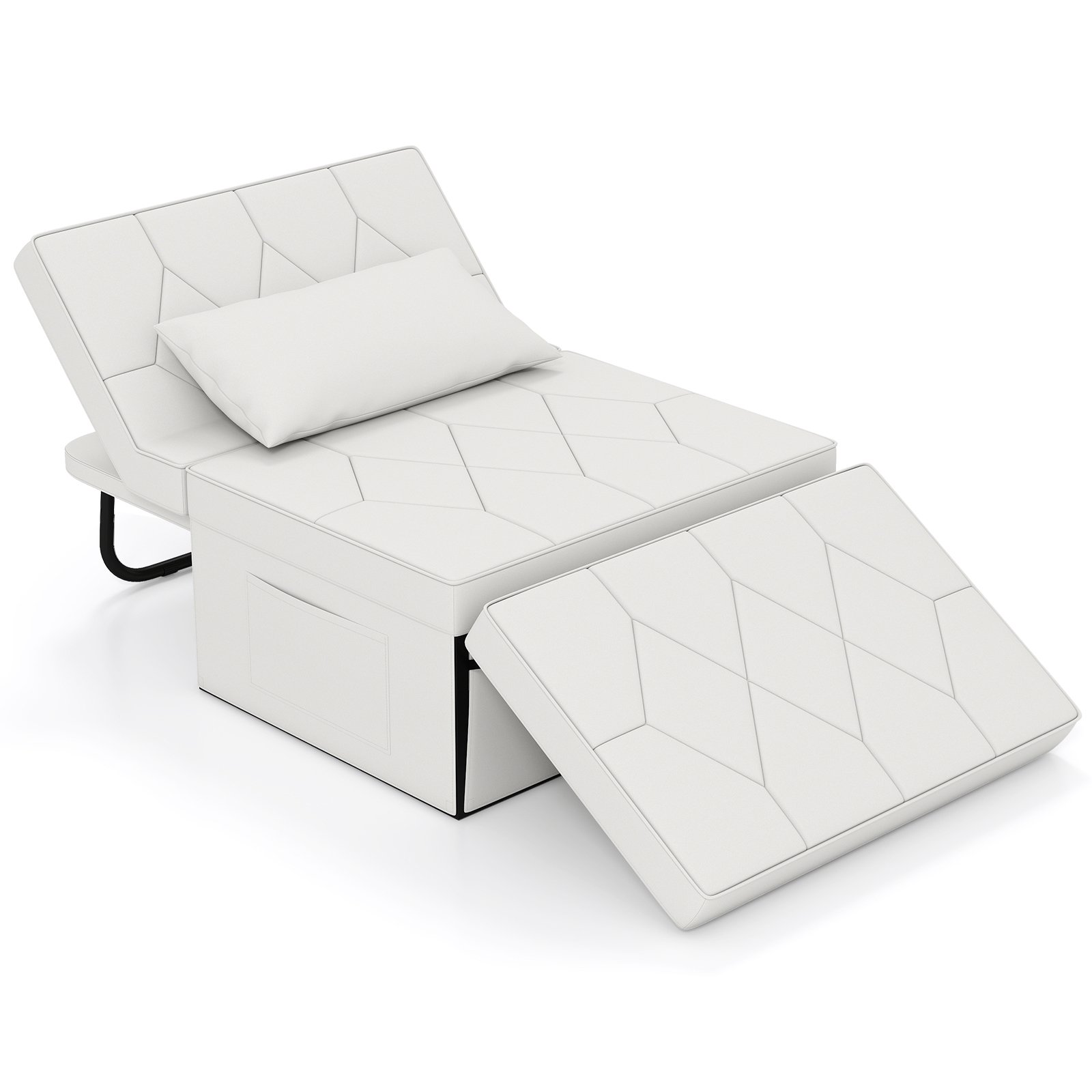 CINDRIX 4-in-1 Foldable Sofa Bed Ottoman Convertible Sleeper Sofa Chair-White - Savings Store