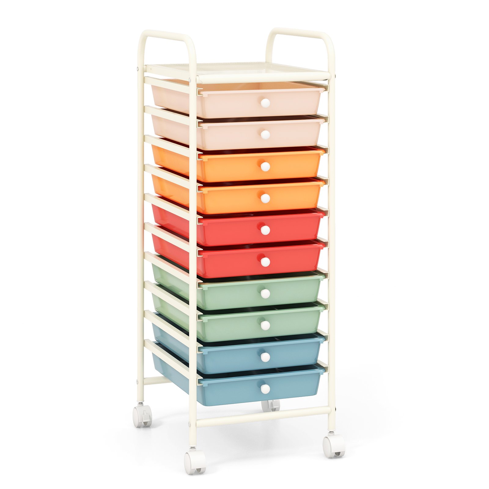 Storage Trolley - 10 Drawers Mobile Storage Trolley with 4 Wheels for Beauty-Colourful - Savings Store