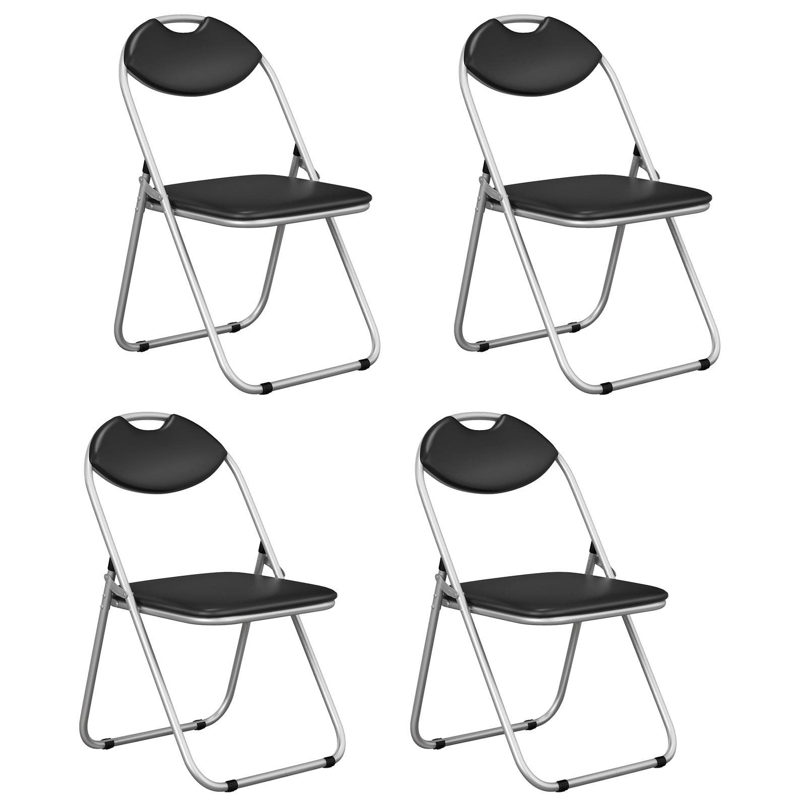 4 Pack Folding Chairs Metal Conference Chair with Padded Seat and Back - Savings Store