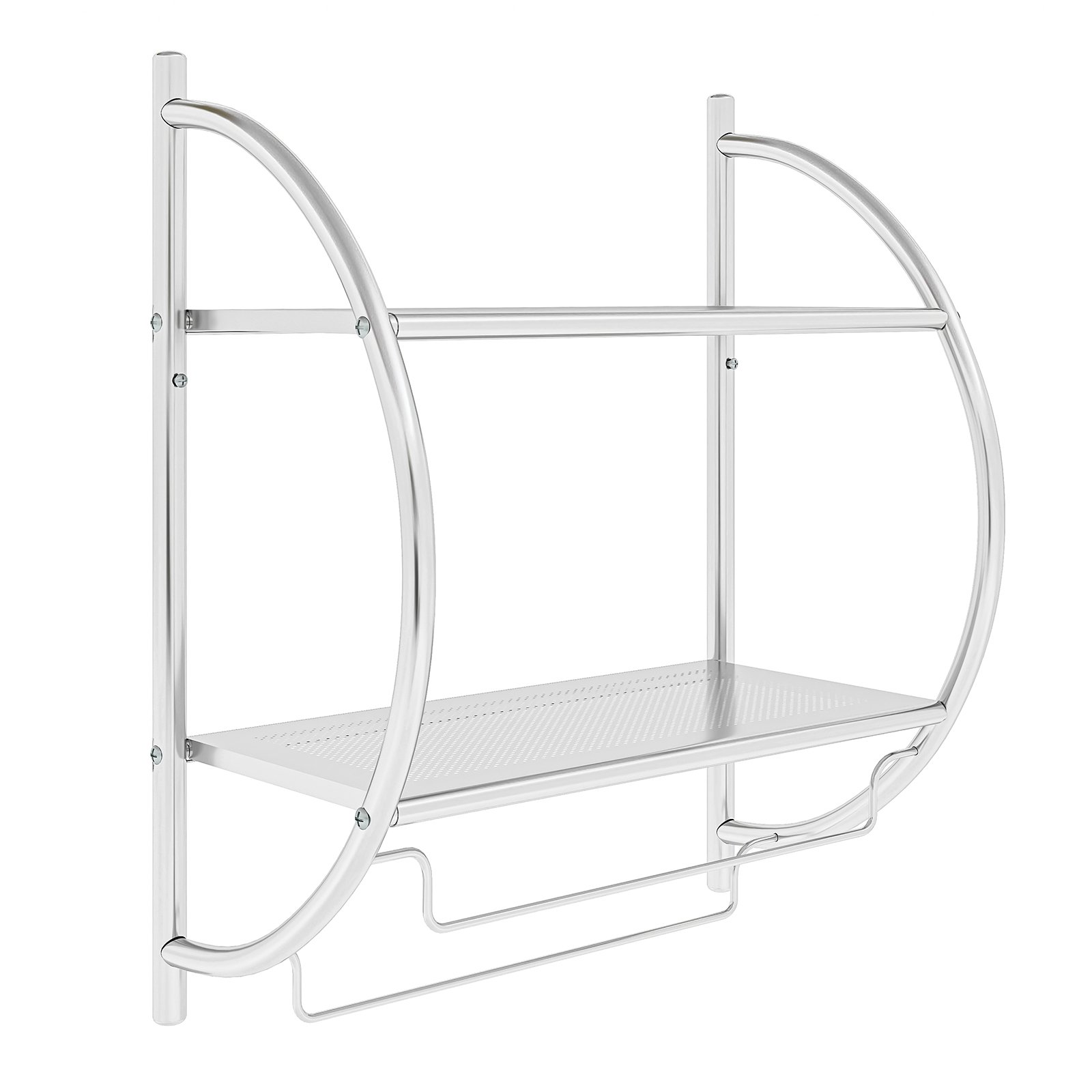 Drying Rack - Wall Mounted Bathroom Shelves with Towel Holder-Silver - Savings Store