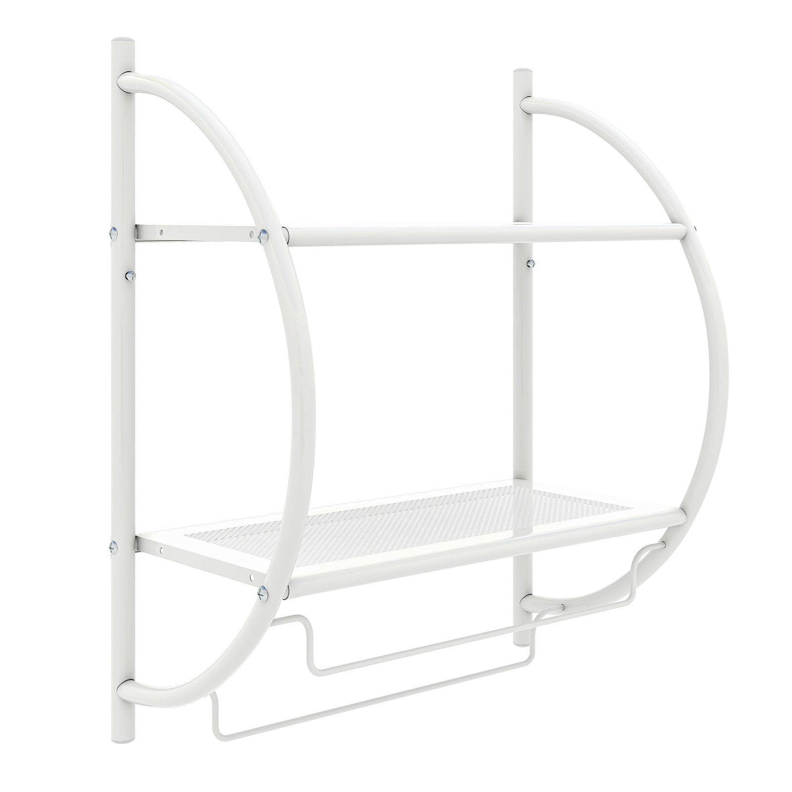 Drying Rack - Wall Mounted Bathroom Shelves with Towel Holder-White - Savings Store