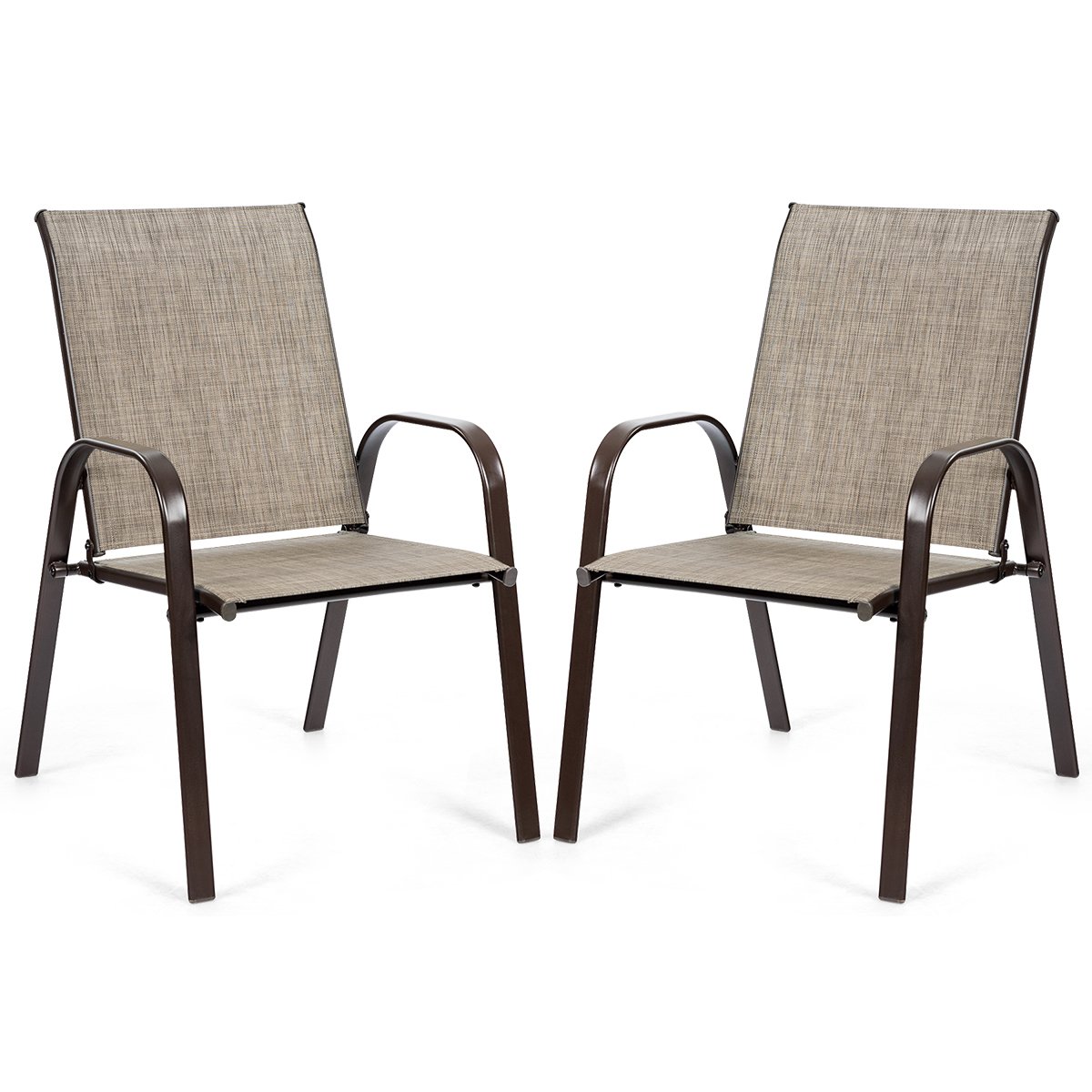 Garden Chair - 2 Piece Patio Outdoor Camping Chairs Set with Breathable Fabric-Grey - Savings Store