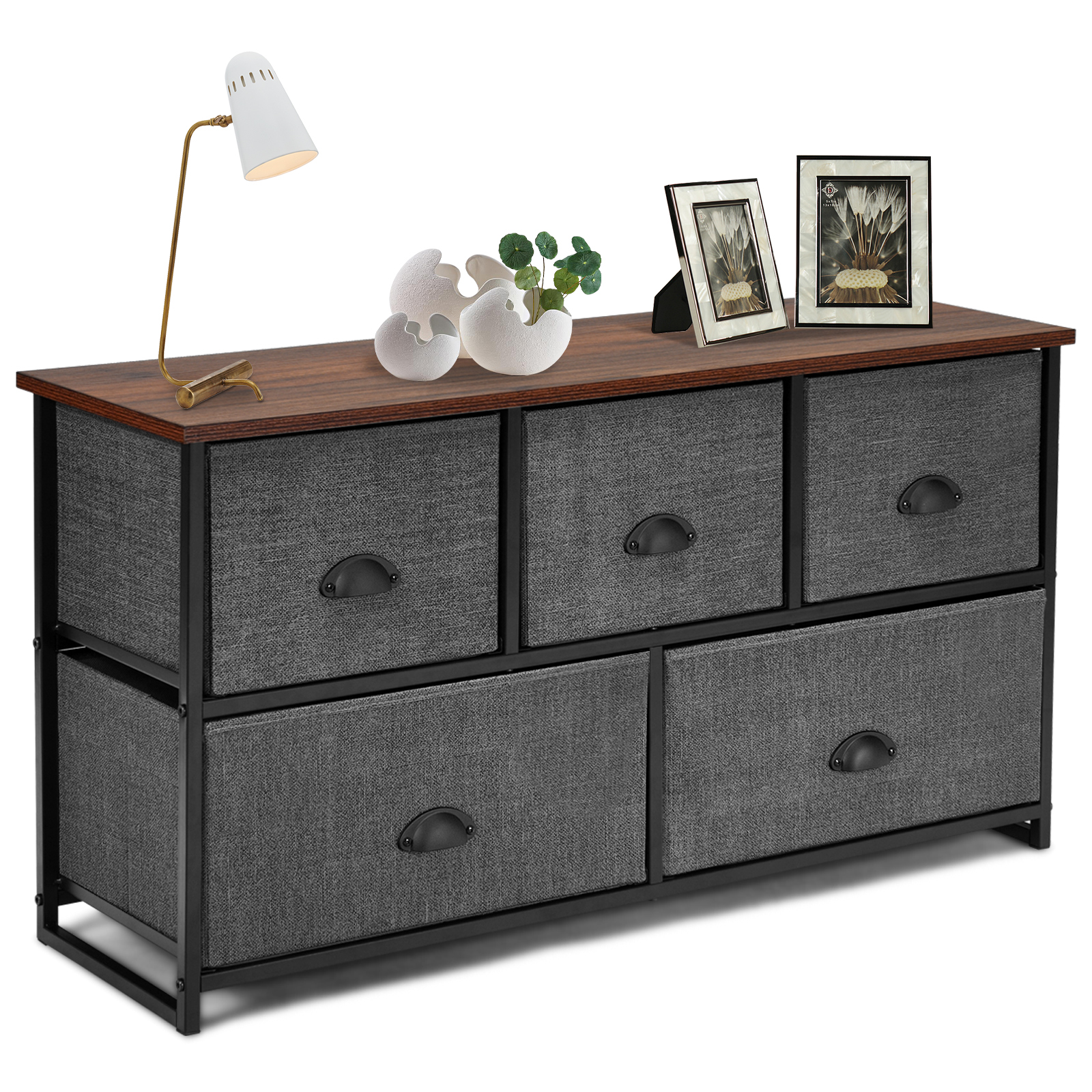 PLUM Black Chest of Drawers - Medium-sized, 5 Drawers - Savings Store