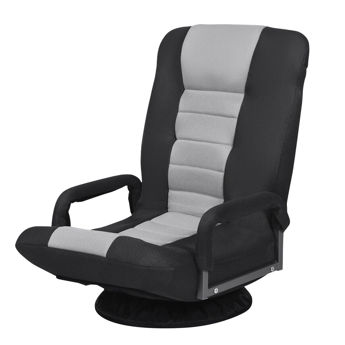 XOURCA Foldable 360-Degree Swivel Gaming Floor Chair with Adjustable Backrest-Grey - Savings Store