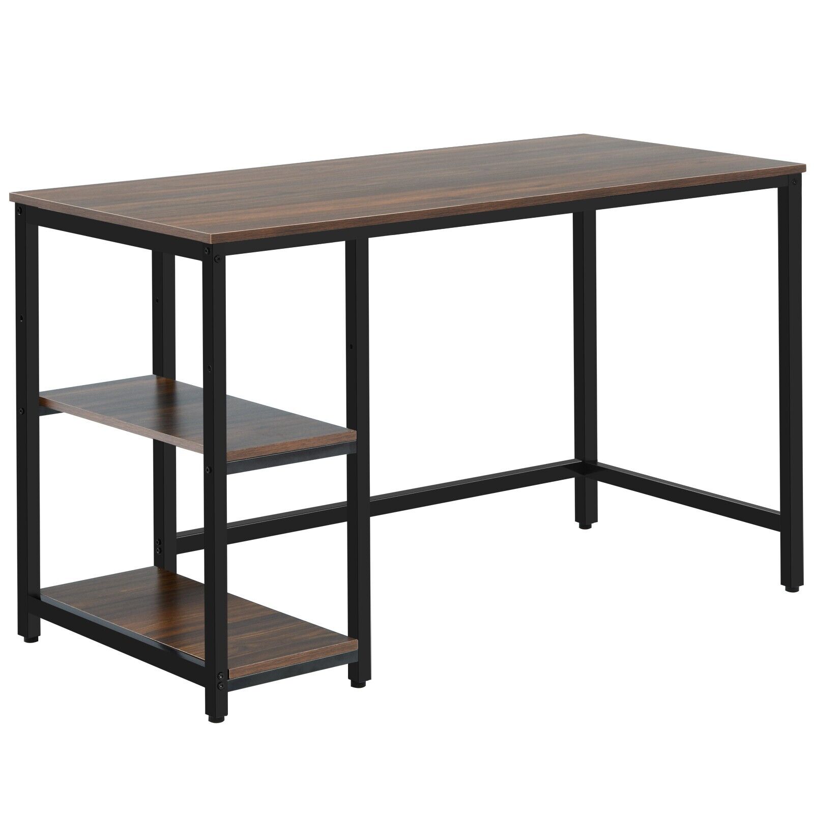 Computer Desk - Industrial Computer Desk with Storage Sheves Walnut 120cm - Savings Store
