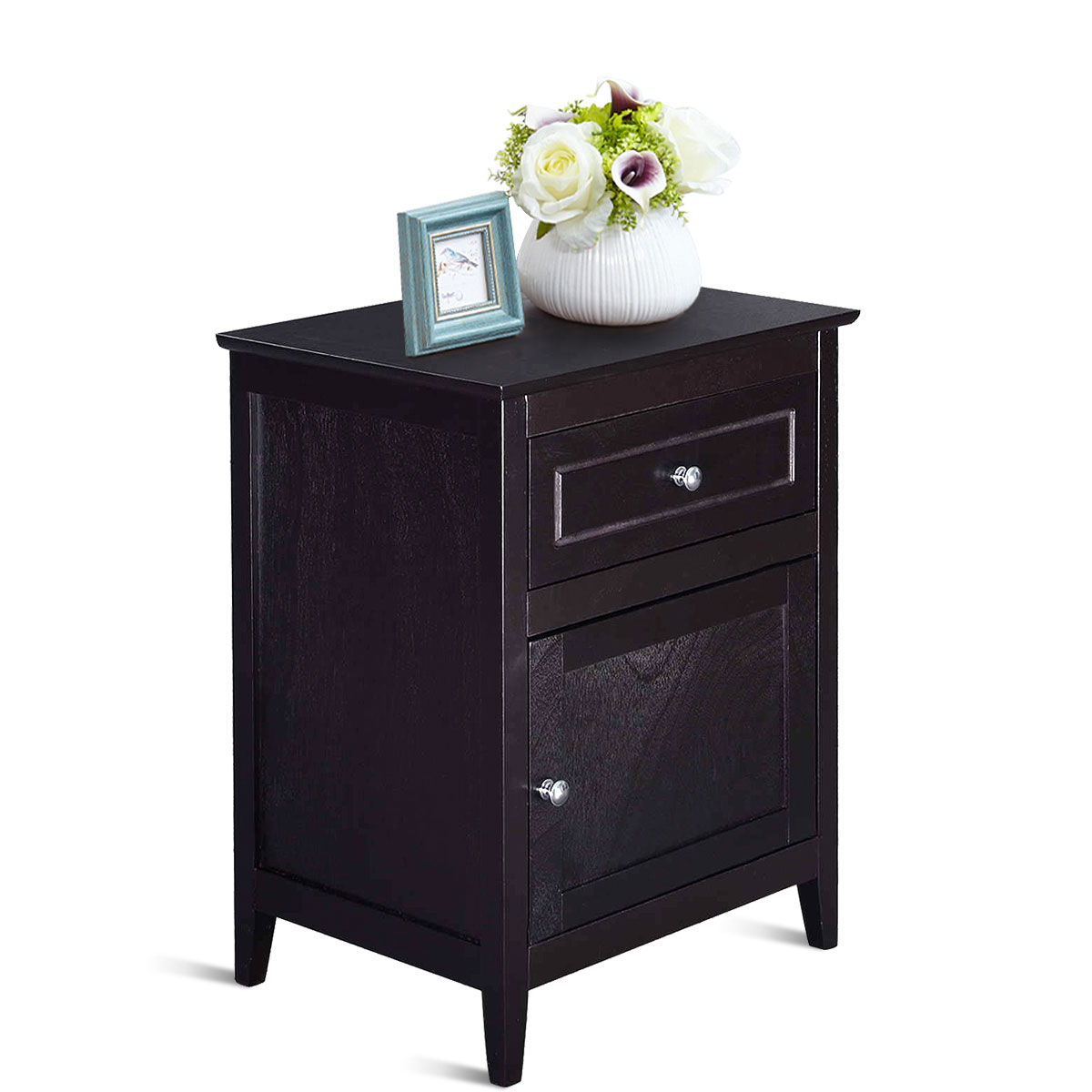 Bedside Table - HOLY Nightstand Espresso 38cm - Savings Store
