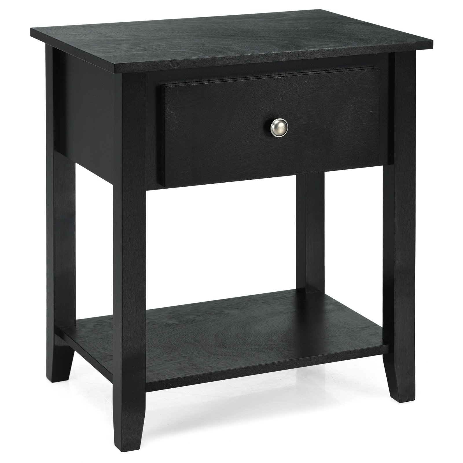 Side Table - Accent Table Narrow Side End Table with 1 Drawer and Open Storage Shelf-Black - Savings Store