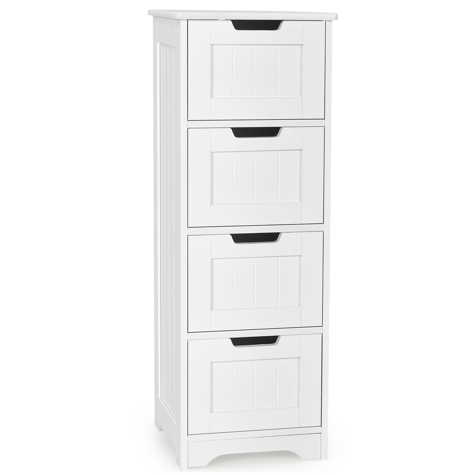 Bathroom Cabinet - Floor Storage Cabinet Freestanding Bathroom Cabinet with 4 Drawers-White - Savings Store