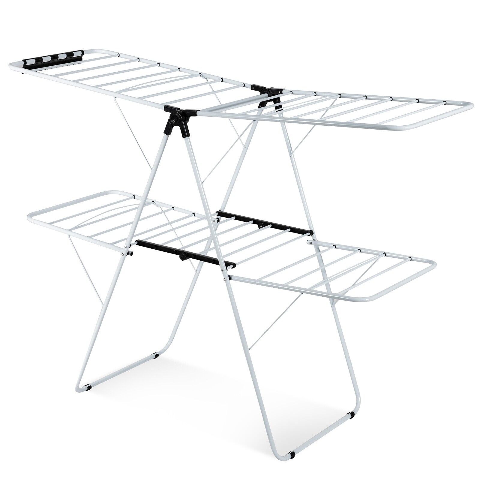 2-Level Foldable Clothes Drying Rack with Adjustable Gullwing - Savings Store