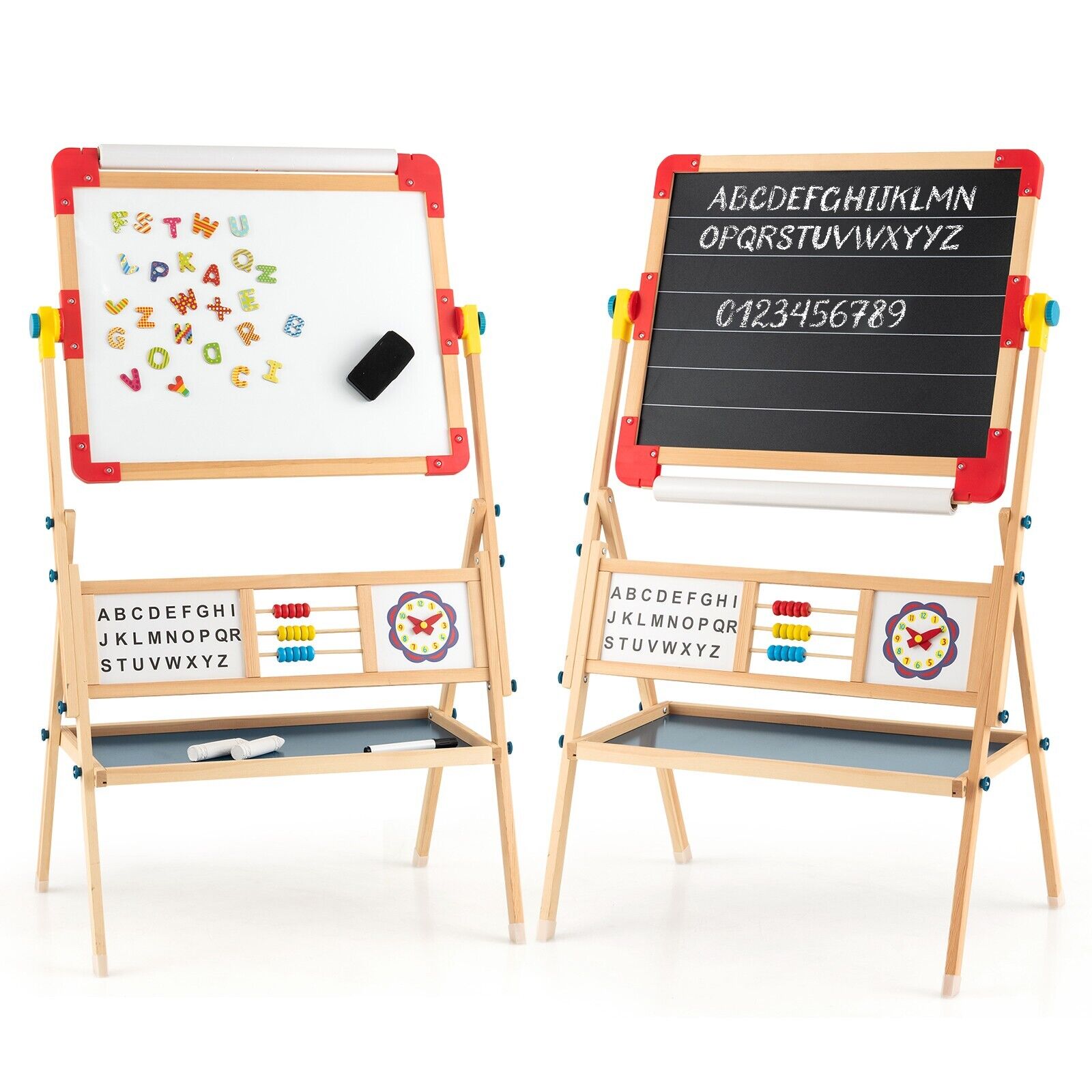 3-in-1 Freestanding Kids Art Easel with Double-sided Drawing Board - Savings Store