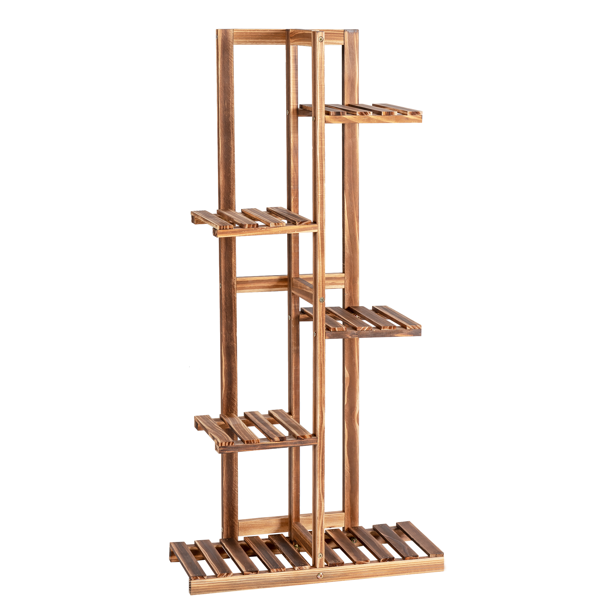 5-Tier Wood 6 Pots Plant Stand Free-standing Display Shelf - Savings Store