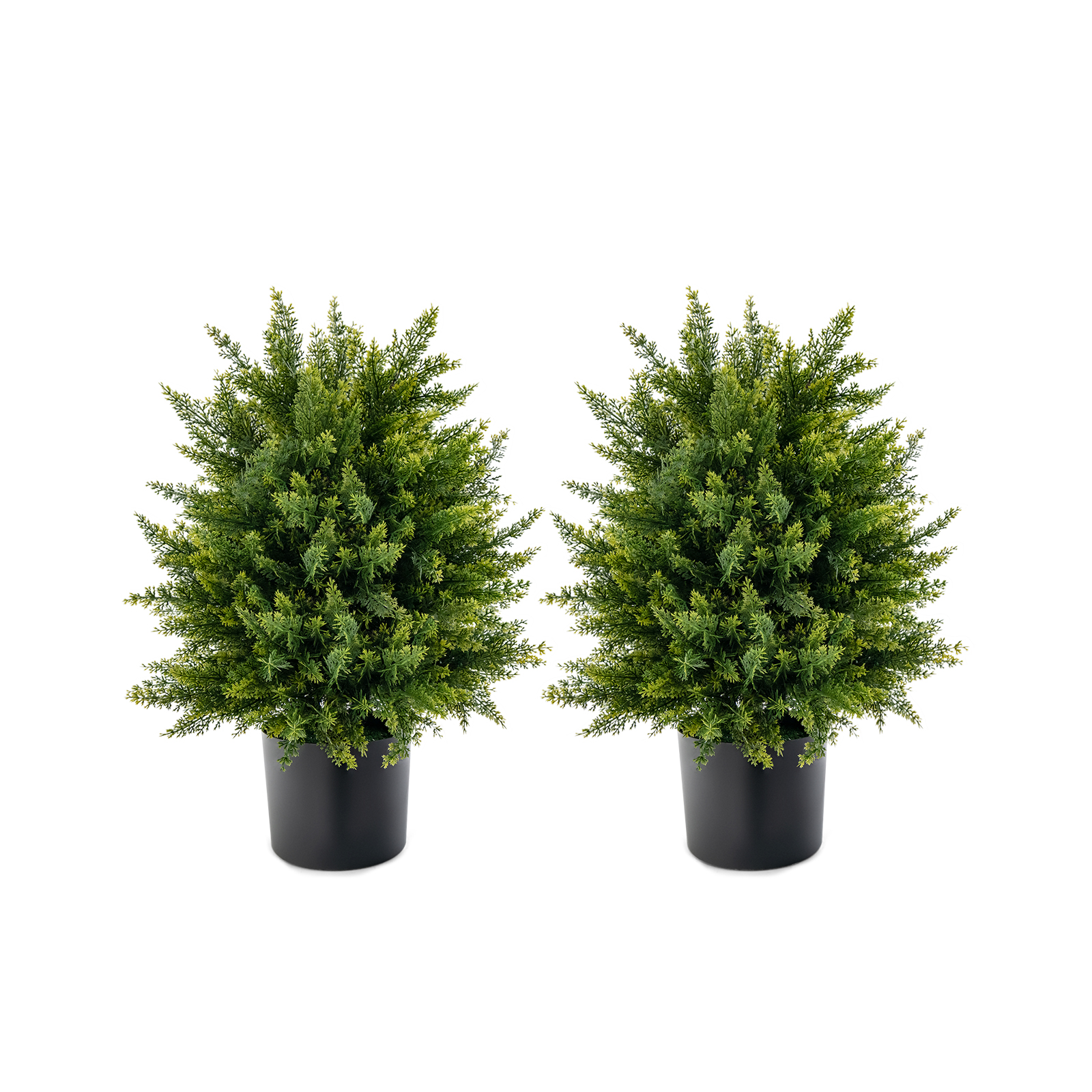 Set of 2 Artificial Cedar Topiary Ball Trees with Cement Pot - Savings Store