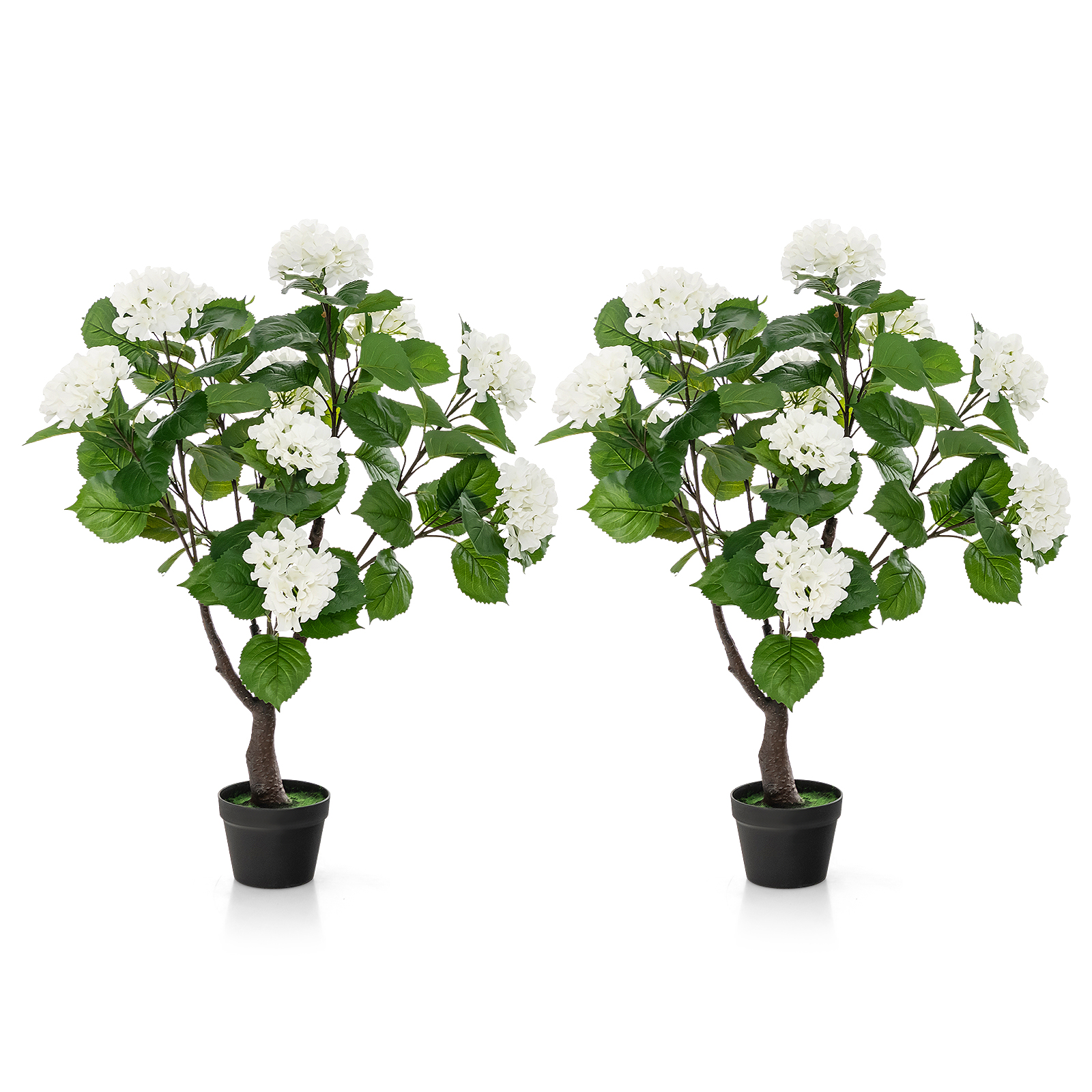 Artificial Hydrangea Tree with 11 White Flowers-2 Pcss - Savings Store