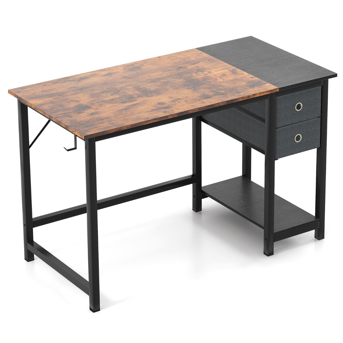 120 cm/140 cm Home Office Desk with 2 Drawers Hanging Hook-S - Savings Store