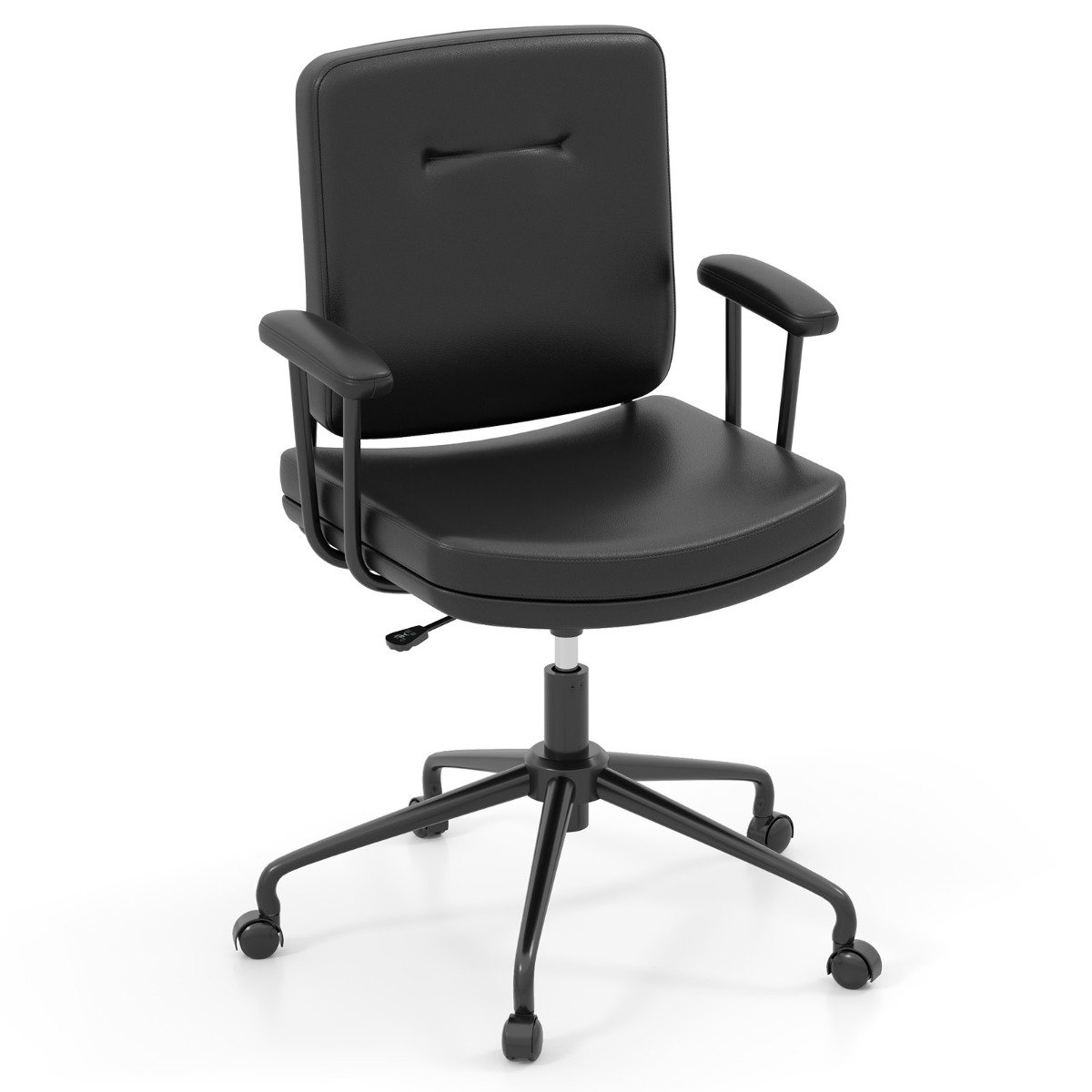 VIUL Home Office Small Desk Chair with Adjustable Height Wheels-Black - Savings Store