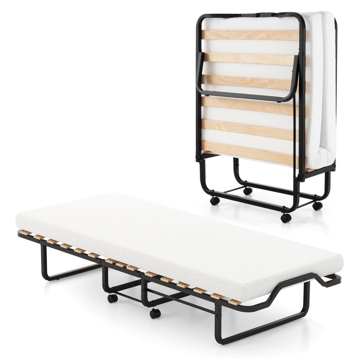 Folding Bed with Mattress Space-Saving Fold-Up for Easy Storage - Savings Store