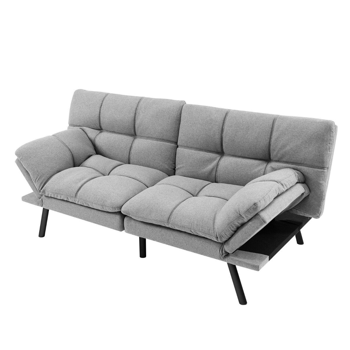 LUCI 2 Seater Convertible Sofa Bed with Reclining Backrest-Grey - Savings Store