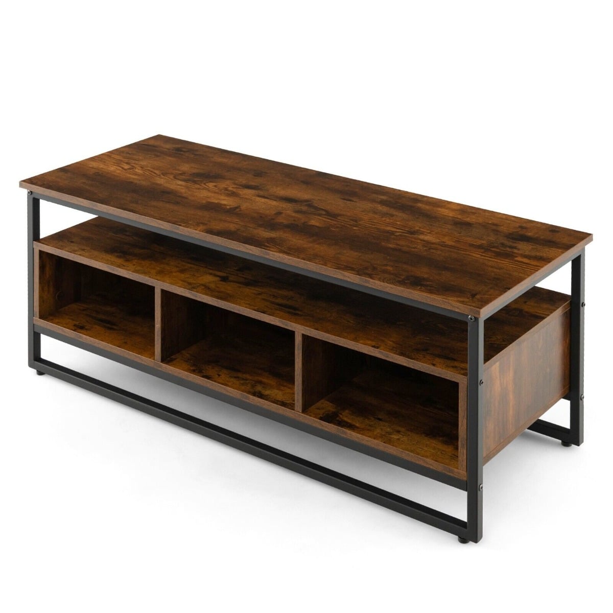Industrial 3-Tier Coffee Table Home Cocktail Table with Storage - Savings Store