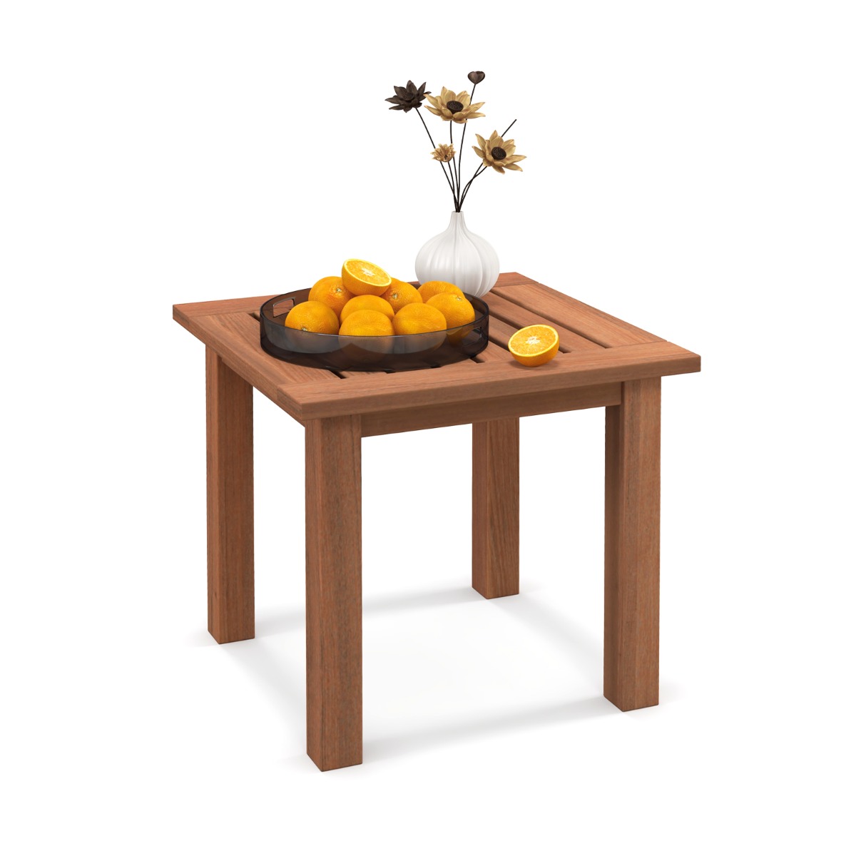 Patio Hardwood Side Table with Slatted Tabletop - Savings Store