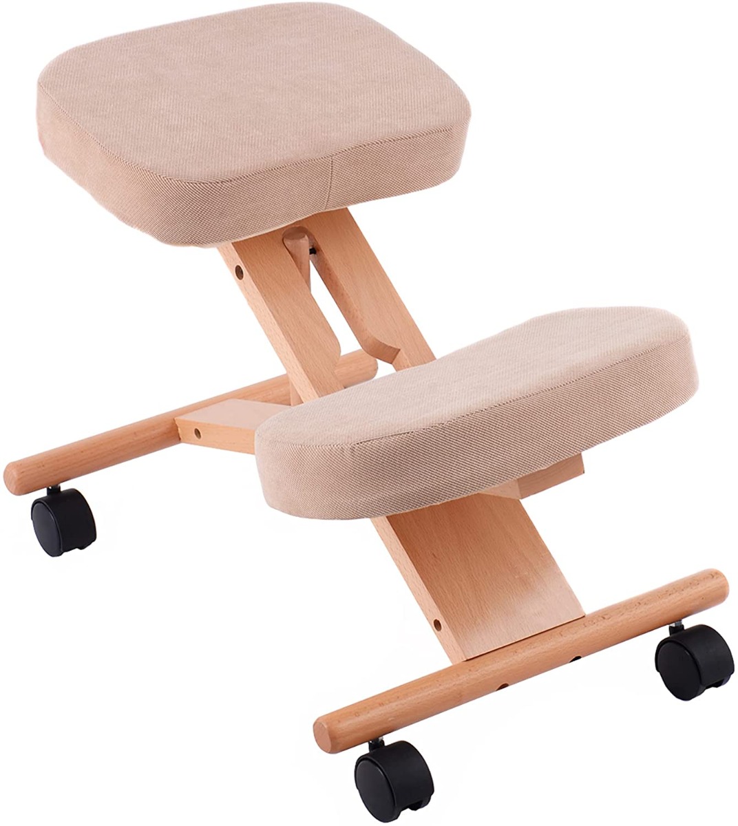 Wooden Orthopaedic Kneeling Stool Ergonomic Posture Frame Seat-beige - Savings Store