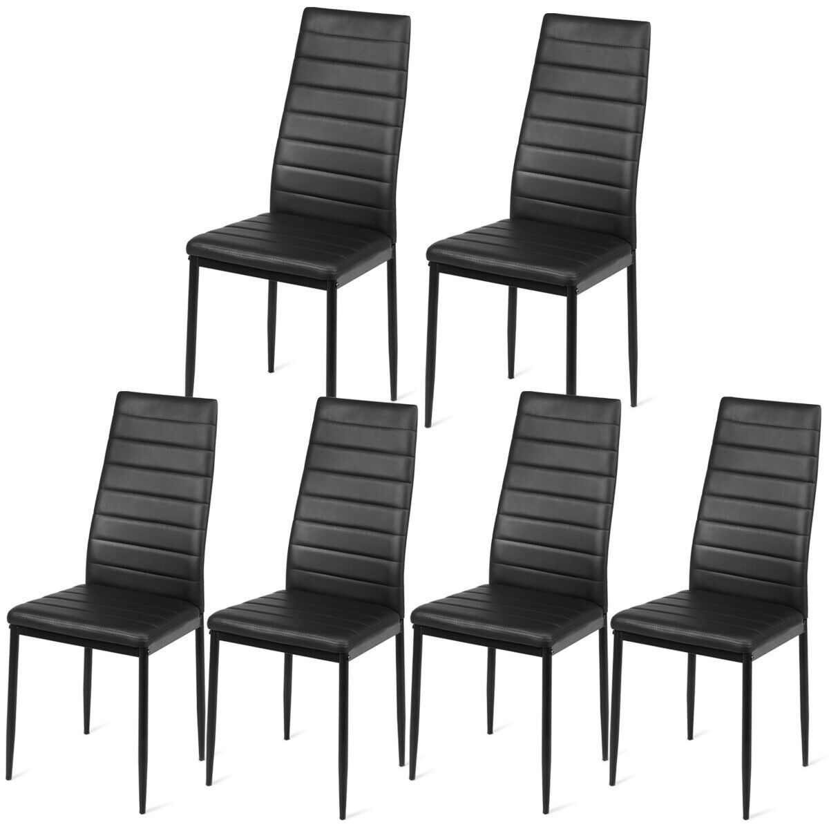 Set of 6 High Back Dining Chairs with Metal Legs and Foot Pads - Savings Store