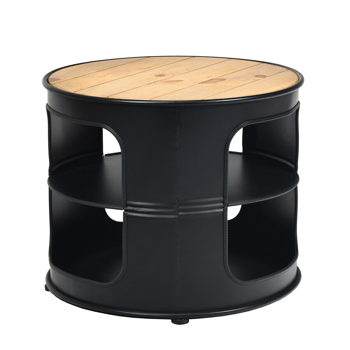 3-Tier Round End Table with Storage Shelves for Living Room - Savings Store