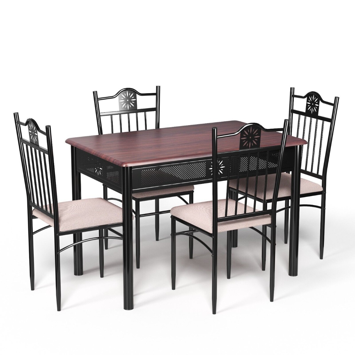 5 Piece Kitchen Dining Table and Chair Set with Sponge Cushion-Purple - Savings Store