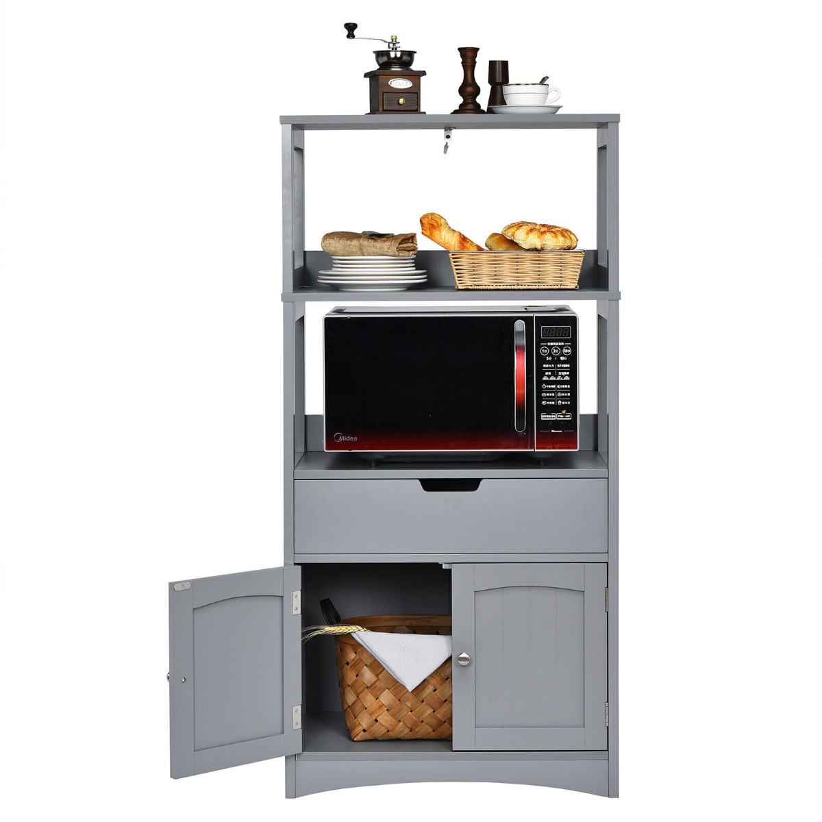Multipurpose Storage Cabinet with Drawer for Bathroom-Grey - Savings Store