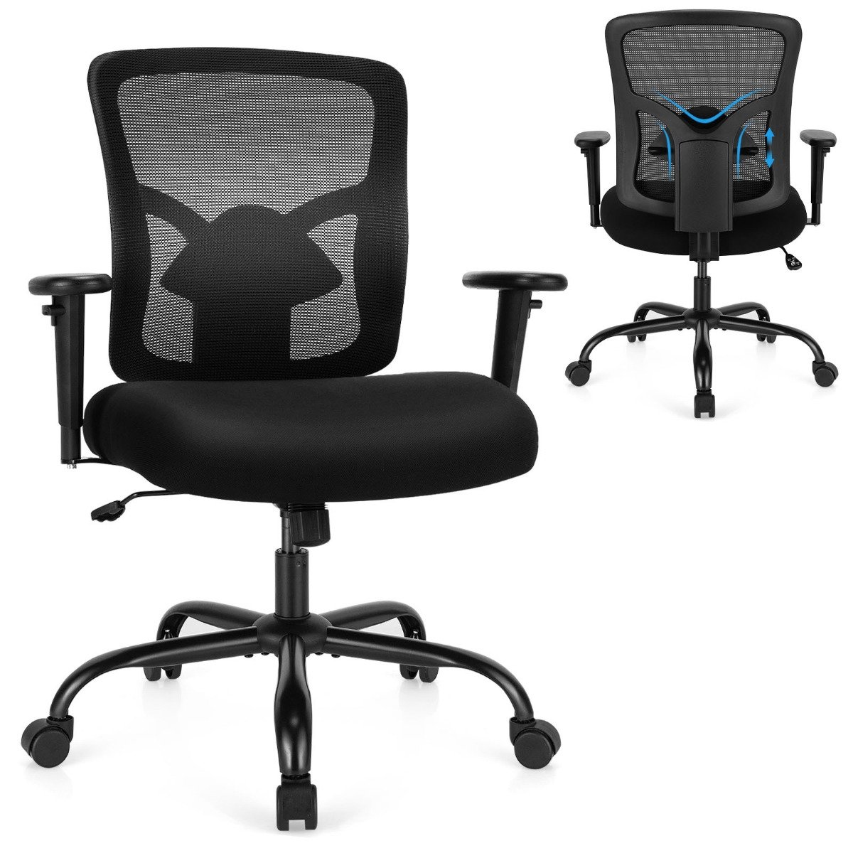 Office Chair - Ergonomic Executive Chair with Height Adjustable Computer Task Chair Black 76cm - Savings Store