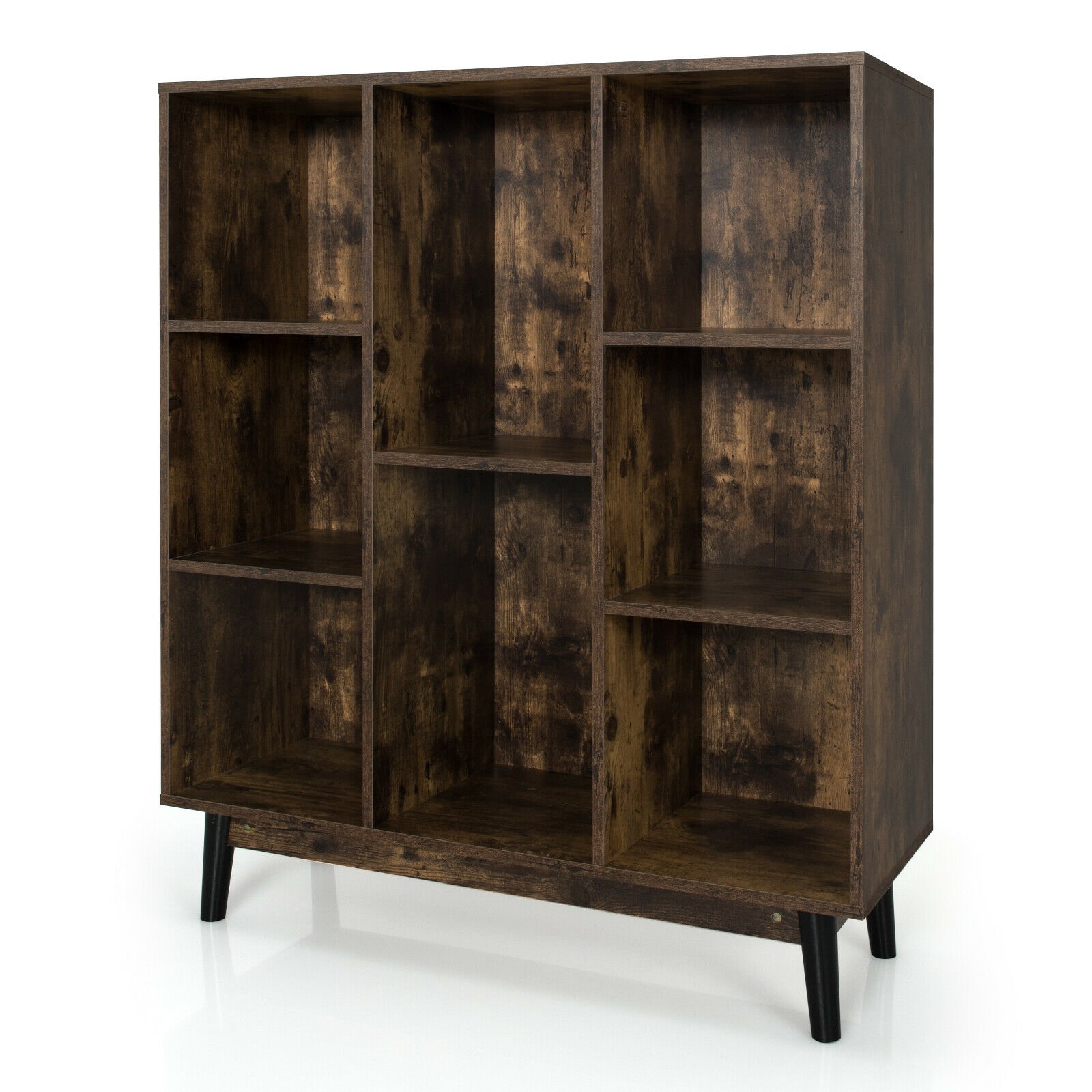 Display Rack - 8-Cube Storage Organizer with 2 Anti-Tipping Mechanisms-Dark Brown - Savings Store
